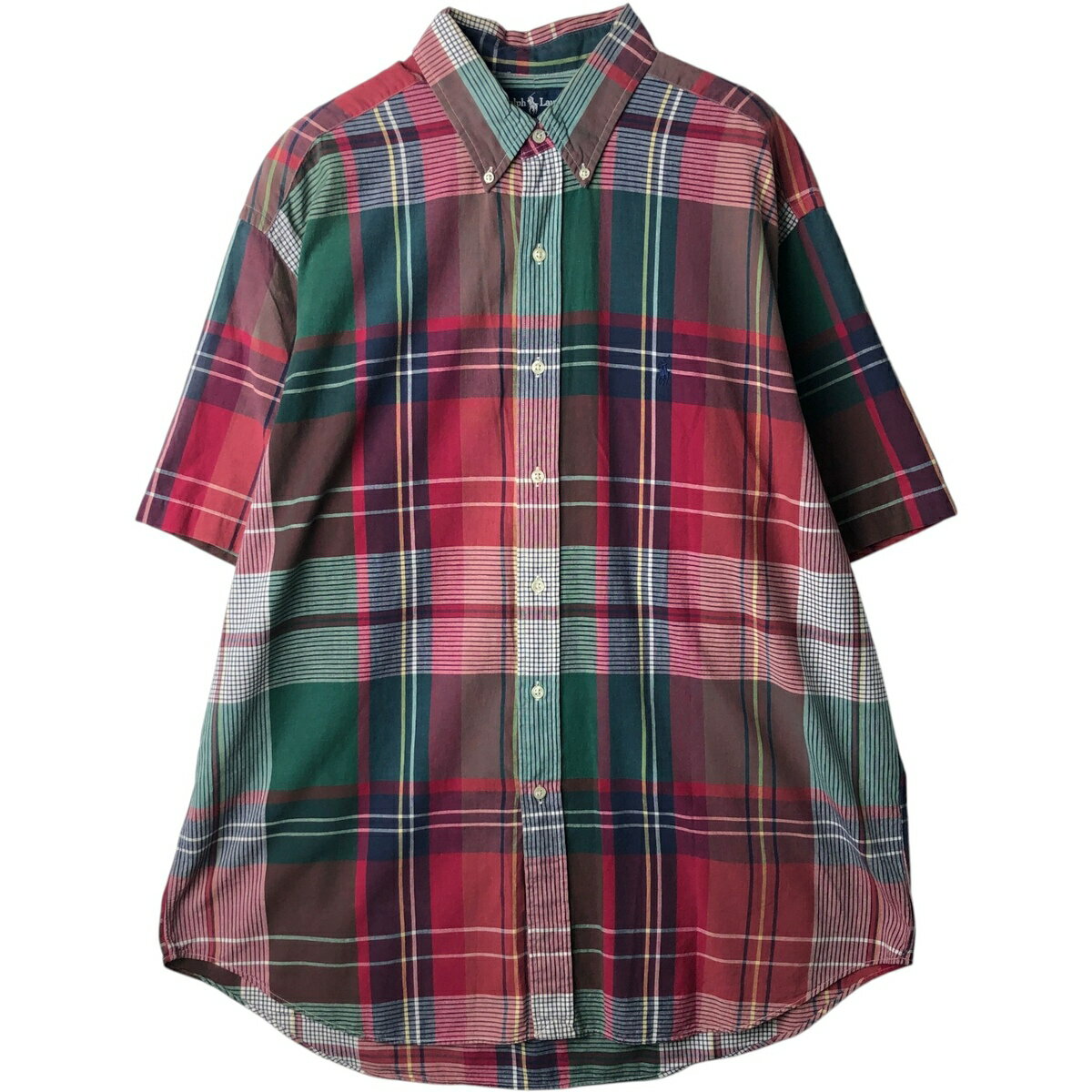 樂天商城 - 古着 00'S ラルフローレン Ralph Lauren BLAKE 半袖 ボタンダウン チェックシャツ メンズXL相当 /eaa643940 【中古】 【260510】