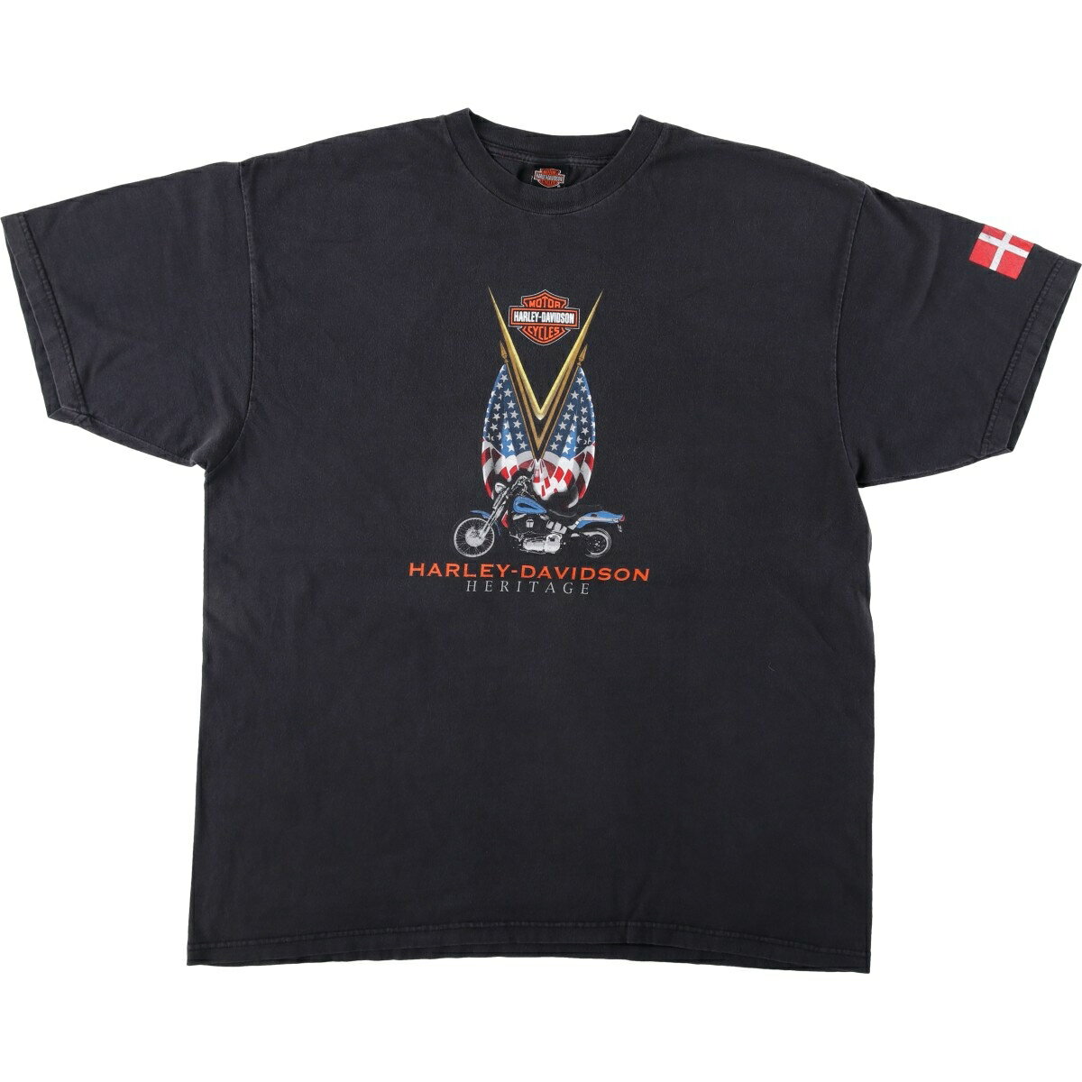 Rakuten - 古着 ハーレーダビッドソン Harley-Davidson 星条旗柄 モーターサイクル バイクTシャツ USA製 メンズXXL相当 /eaa644056 【中古】 【260513】