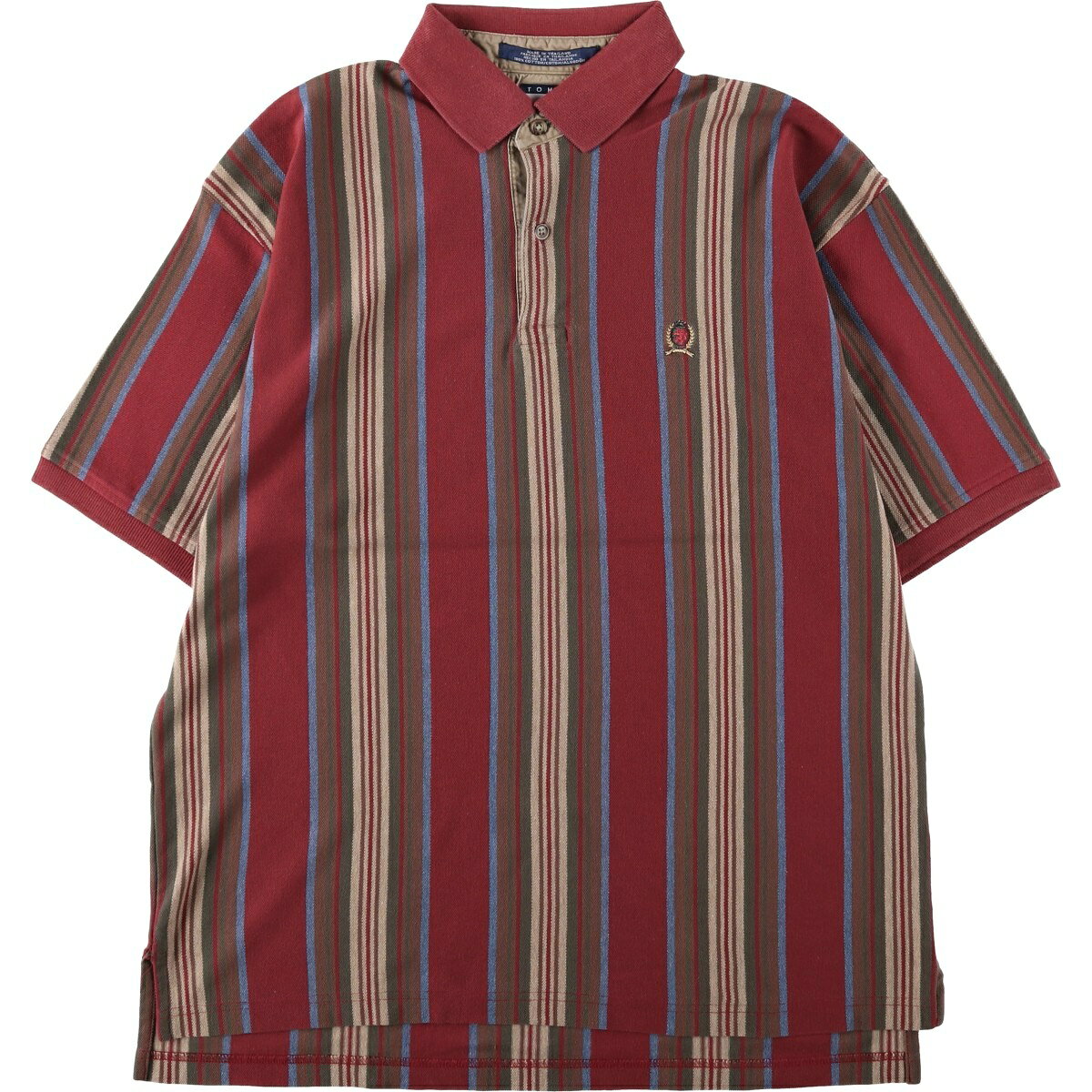 商品詳細 ブランド・TOMMY HILFIGER・トミーヒルフィガー・ 特徴・半袖・ヴィンテージ・レギュラーカラー・ モデル/形状・半袖 ストライプ ポロシャツ・ 素材・コットン:100%・ 色・ワインレッド・マルチカラー・ 柄・ストライプ柄・マルチストライプ・ワンポイント・ 生産国・タイランド製・ 年代・90年代・ サイズ・メンズL・表記サイズ:L・着丈:74.5cm・身幅:56.5cm・肩幅:53.5cm・袖丈:24cm・ コンディション・C・ カテゴリ・メンズ・トップス・ポロシャツ・その他ポロシャツ・ 商品番号・eaa644320・ 取扱店・・ スタッフコメントTOMMY HILFIGER 半袖 ストライプ ポロシャツ / メンズL / 商品番号 eaa644320 USEDですので使用感などございますが、まだまだご愛用していただけます。 古着という事をご理解の上ご注文よろしくお願いします。 【状態追記】 ●前、右裾に裂け ●後、腰に汚れ※状態は当社独自の基準です。 着用感表記サイズ着丈身幅肩幅袖丈 メンズLL(※着用感、表記サイズは目安です。)74.5cm56.5cm53.5cm24cm ※測定値の若干の誤差はご了承下さい。サイズガイドはこちら ブランドTOMMY HILFIGERトミーヒルフィガー 特徴半袖 / ヴィンテージ / レギュラーカラーモデル/形状半袖 ストライプ ポロシャツ素材コットン:100%色ワインレッド / マルチカラー柄ストライプ柄 / マルチストライプ / ワンポイント生産国タイランド製年代90年代カテゴリその他ポロシャツ商品番号eaa644320取扱店　　 トミーヒルフィガーの他の商品を見るその他ポロシャツの他の商品を見る