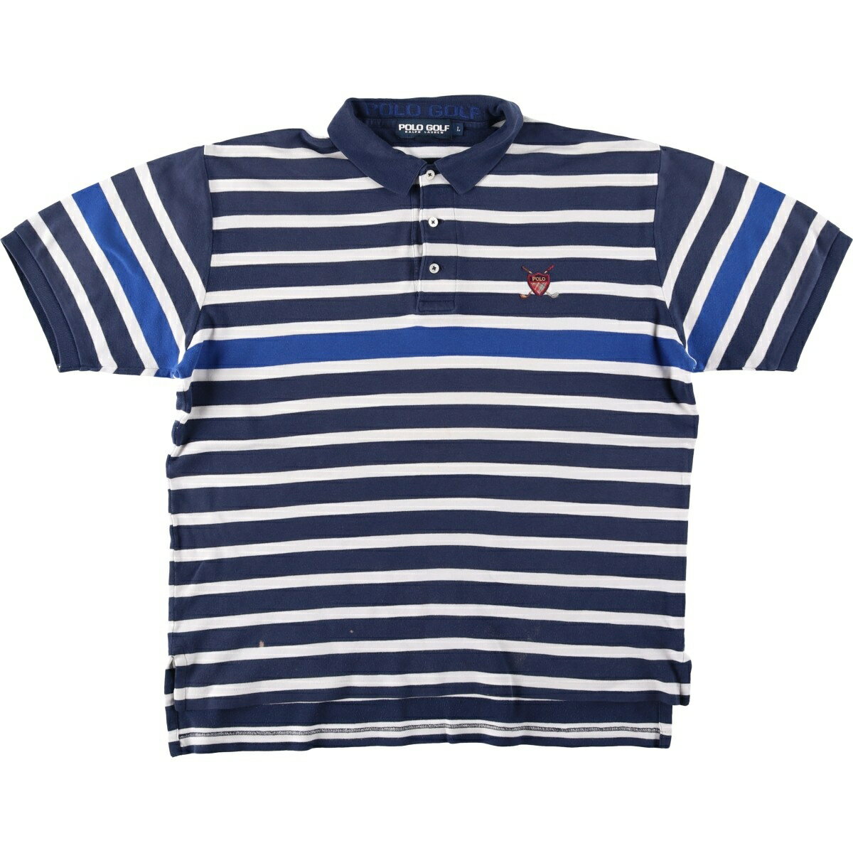 Rakuten - 古着 ラルフローレン Ralph Lauren POLO GOLF ポロゴルフ マルチボーダー 半袖 ボーダー ポロシャツ メンズL相当 /eaa644692 【中古】 【260516】 ネイビー系 春夏秋