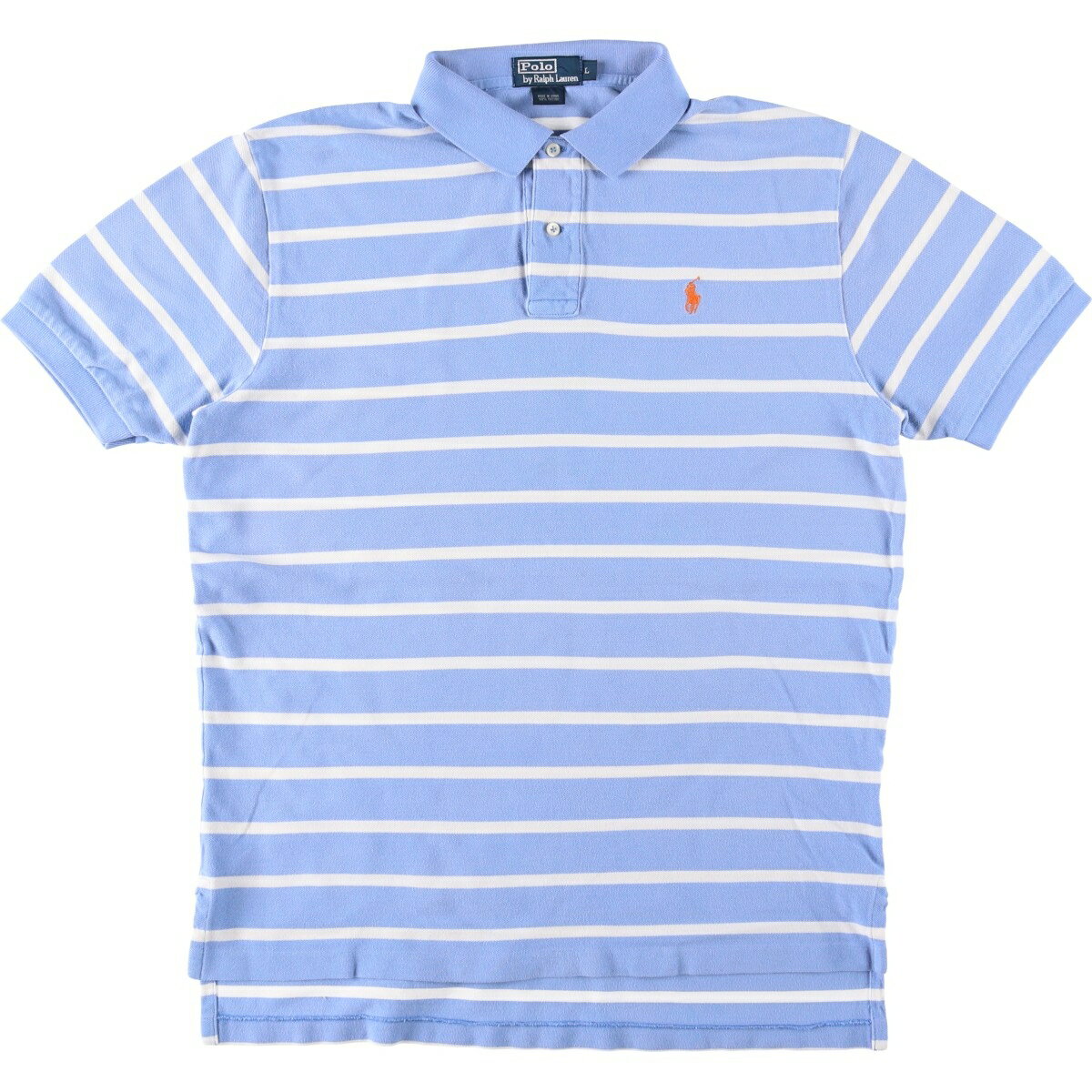 樂天商城 - 古着 ラルフローレン Ralph Lauren POLO by Ralph Lauren 半袖 ボーダー ポロシャツ メンズL相当 /eaa644696 【中古】 【260516】 ブルー系 春夏秋