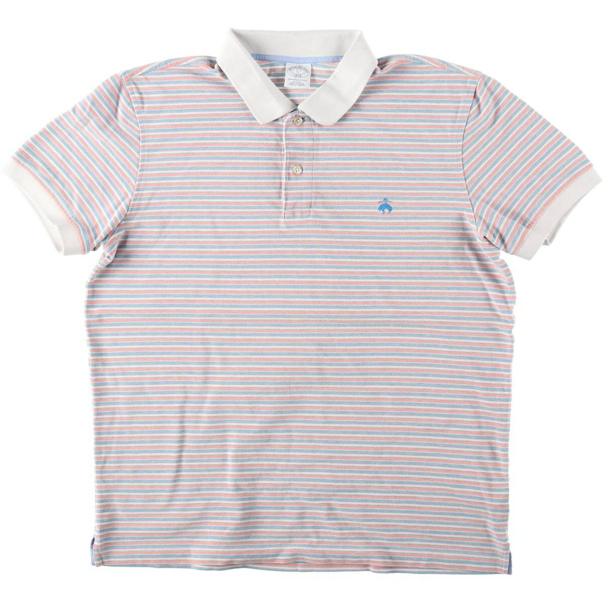 古着 ブルックスブラザーズ Brooks Brothers 1818 SLIM FIT 長袖 ボーダー ポロシャツ メンズL相当 /eaa644727 【中古】 【260511】 ピンク系 春夏秋