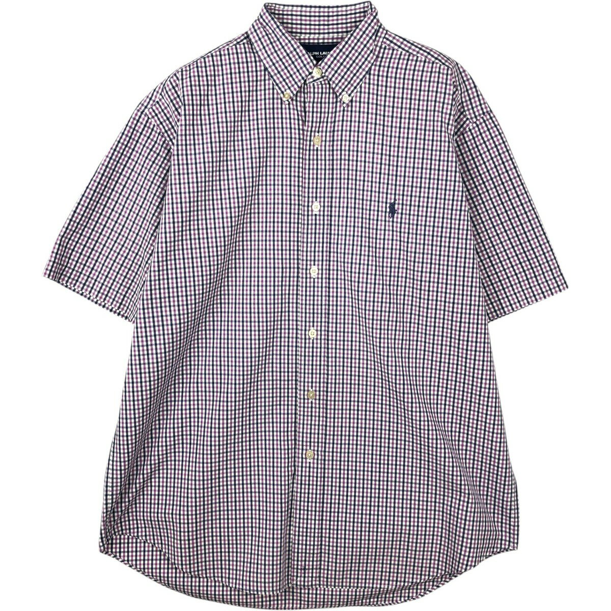 樂天商城 - 古着 ラルフローレン Ralph Lauren RALPH LAUREN GOLF TILDEN ギンガムチェック 半袖 ボタンダウン チェックシャツ メンズM相当 /eaa644833 【中古】 【260516】 ホワイト系 春夏