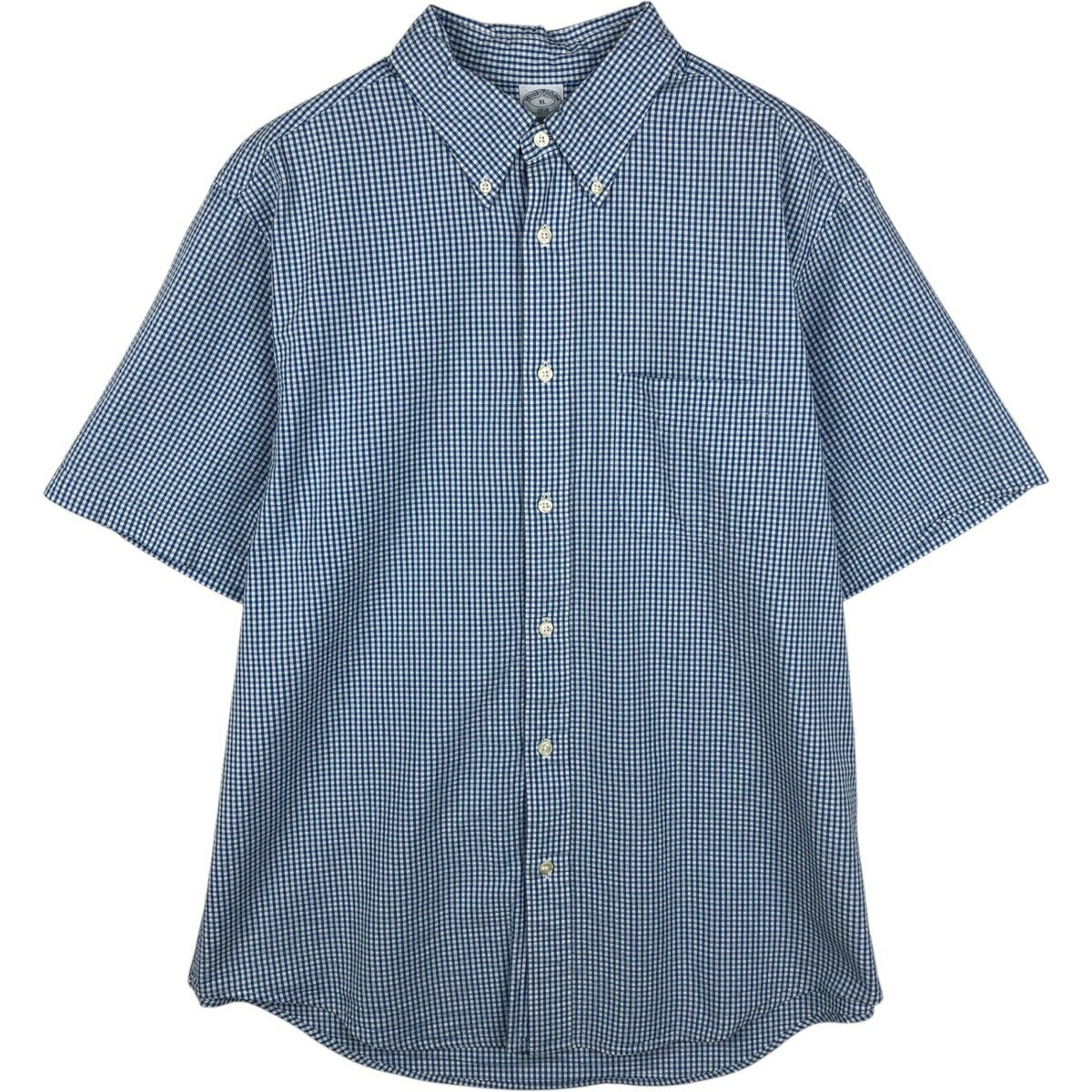 Rakuten - 古着 ブルックスブラザーズ Brooks Brothers 1818 ギンガムチェック シアサッカー 半袖 ボタンダウン チェックシャツ メンズXL相当 /eaa644949 【中古】 【260524】