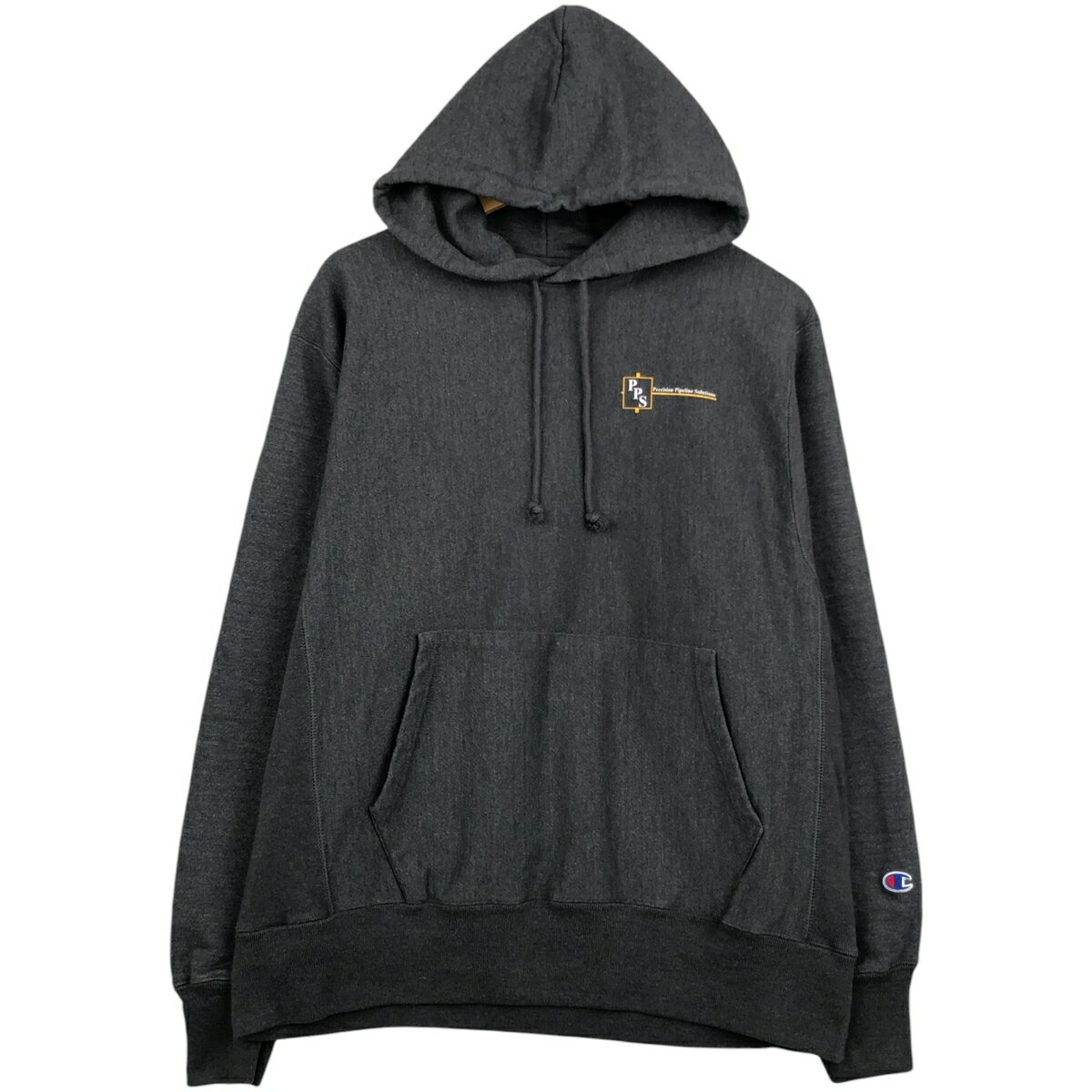 乐天商城 - 古着 チャンピオン Champion REVERSE WEAVE リバースウィーブ Precision Pipeline Solutions アドバタイジング スウェットプルオーバーパーカー メンズL相当 /eaa645444 【中古】 【260517】