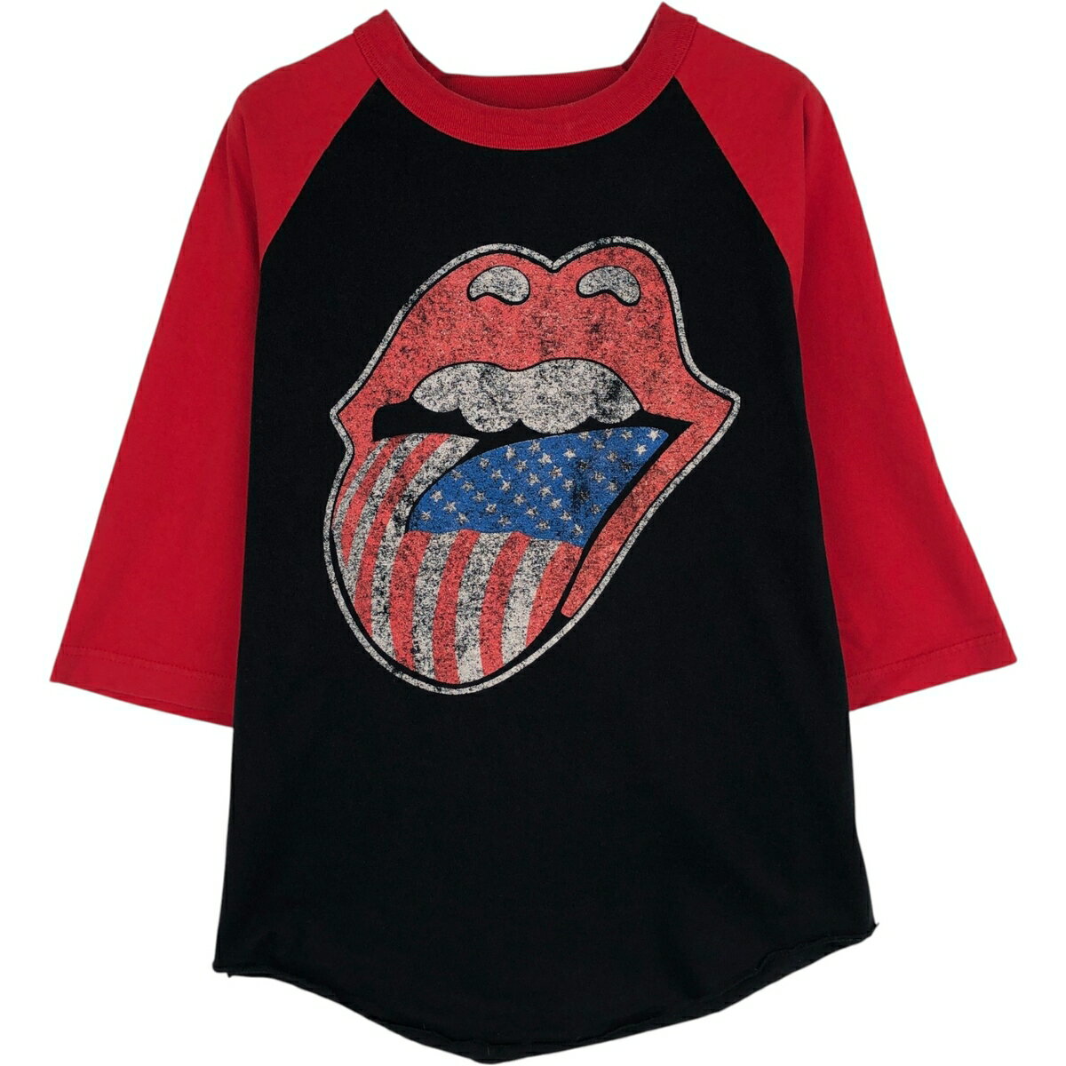古着 ZIP CODE THE ROLLING STONES ザローリングストーンズ 七分袖 ラグラン バンドTシャツ バンT レディースM相当 /eaa645536    ブラック系 春夏秋