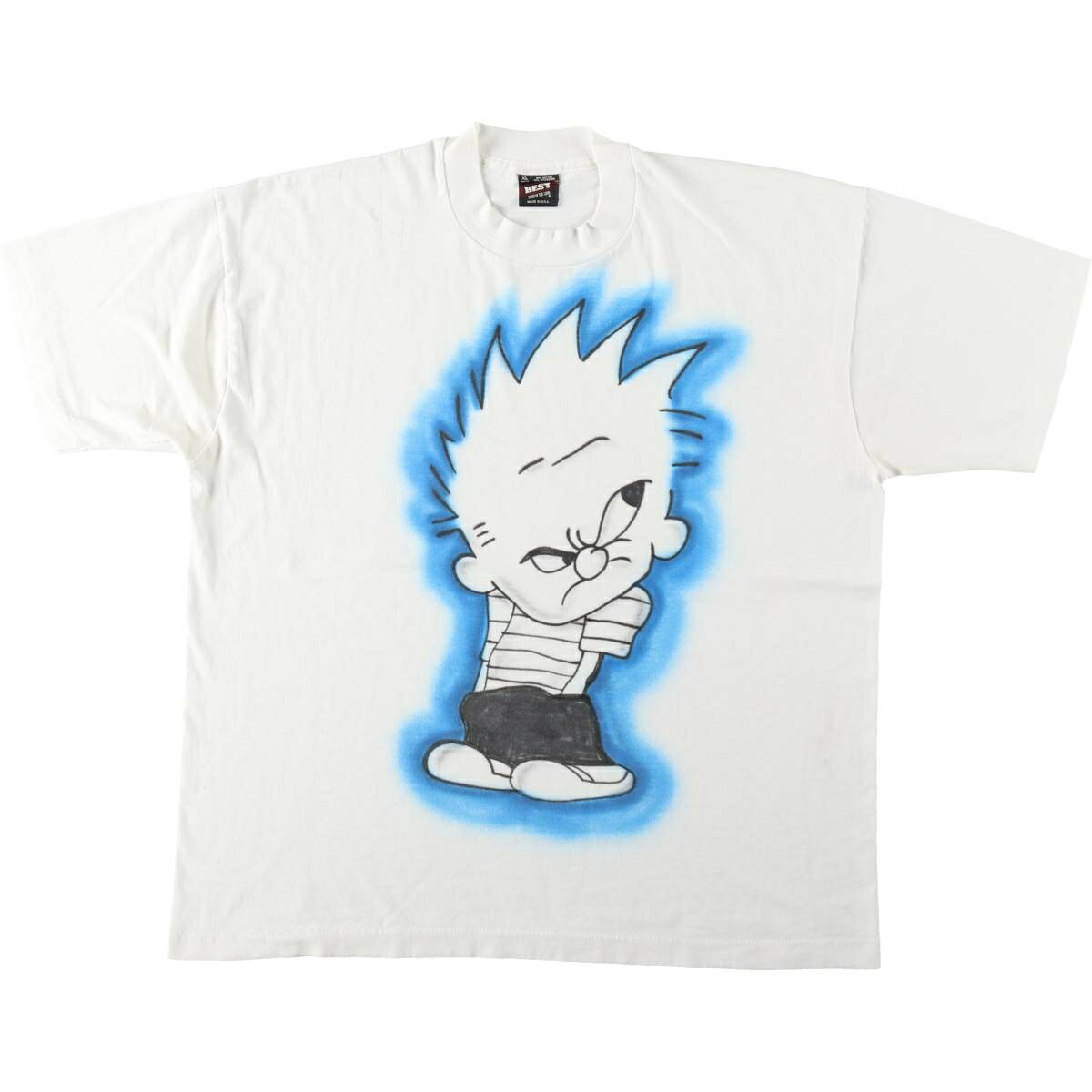 古着 90'S フルーツオブザルーム FRUIT OF THE LOOM BEST Calvin and Hobbes カルビンとホッブス キャラクタープリントTシャツ USA製 メンズXL相当 ヴィンテージ /eaa645574  