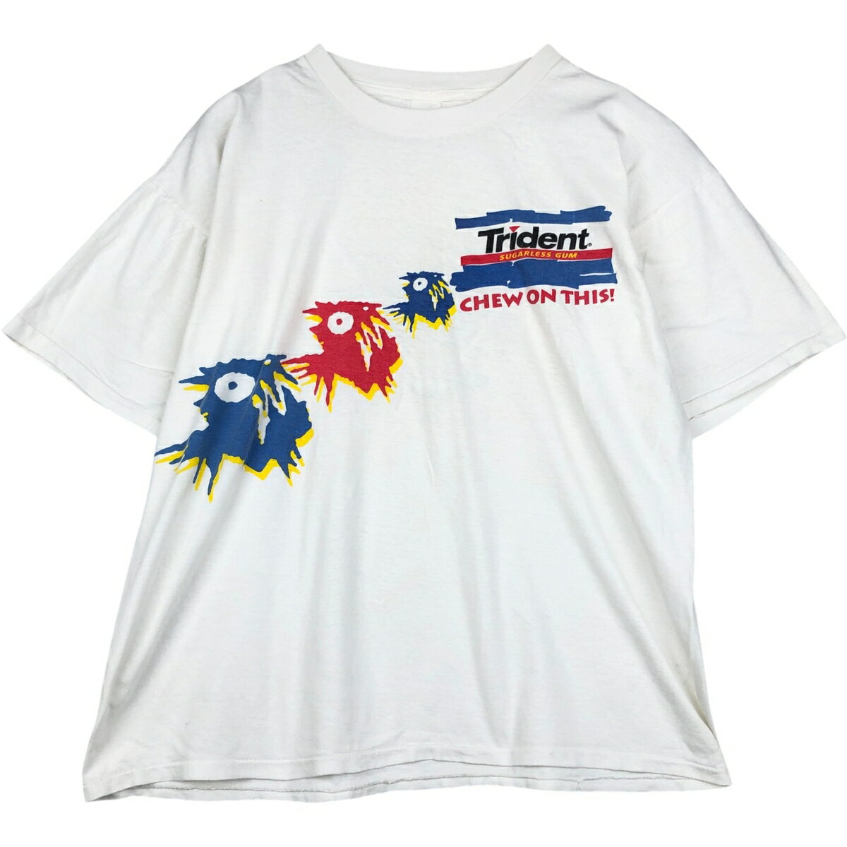 古着 ~90'S Trident トライデント アドバタイジングTシャツ メンズXL相当 ヴィンテージ /eaa645803   ホワイト系 春夏秋