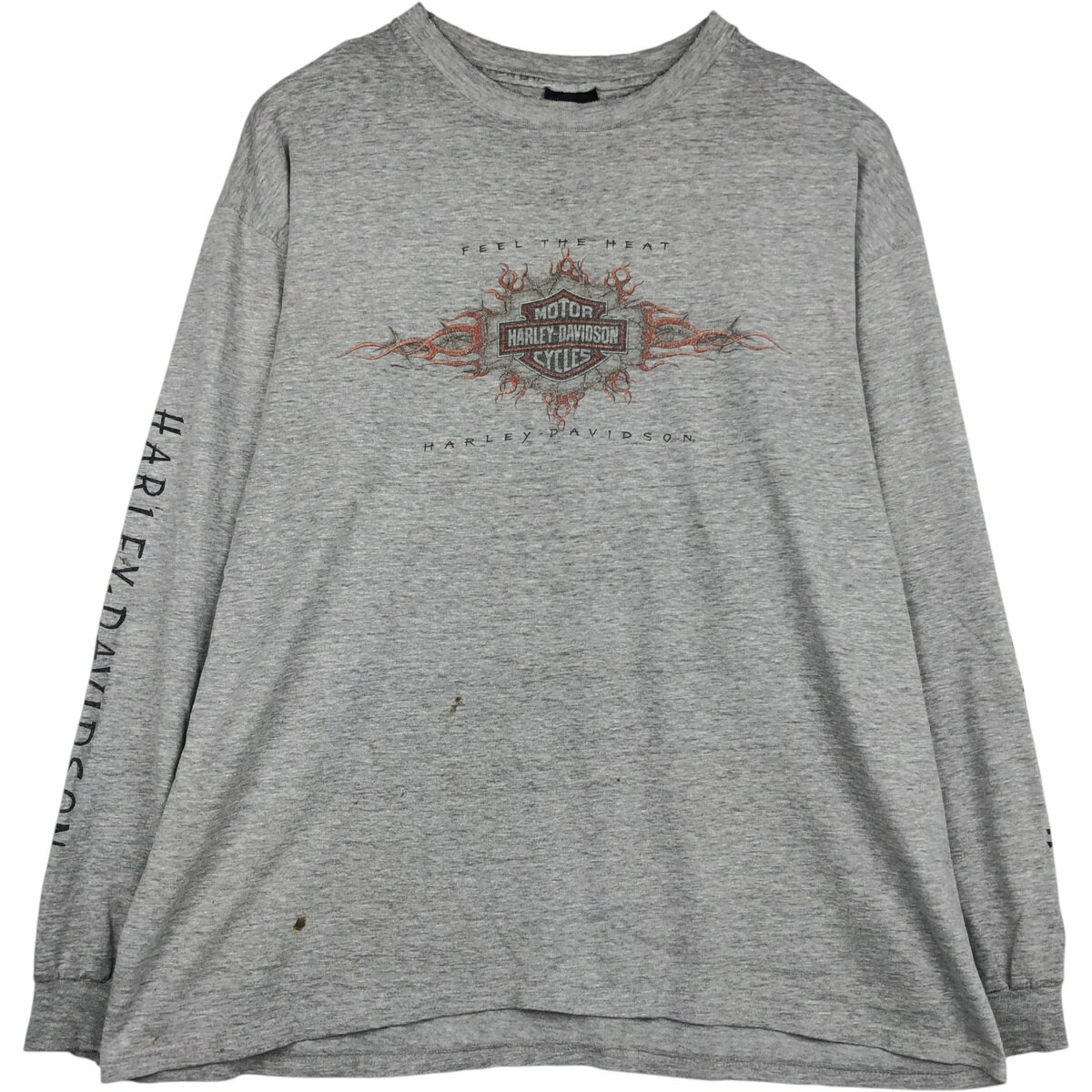樂天商城 - 古着 ヘインズ Hanes Harley-Davidson ハーレーダビッドソン 鷲柄 イーグル柄 ロングTシャツ ロンT USA製 メンズXXL相当 /eaa646060 【中古】 【260524】 グレー系 春夏秋