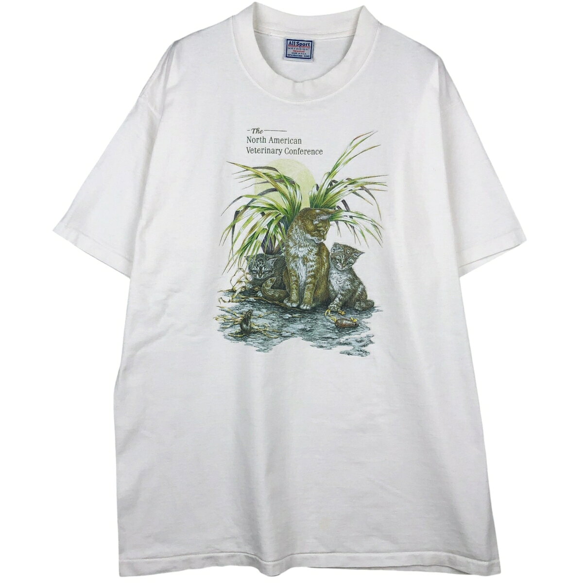 古着 ~90'S All Sport MAXWEIGHT ネコ柄 アニマルTシャツ USA製 メンズXL相当 ヴィンテージ /eaa646198  