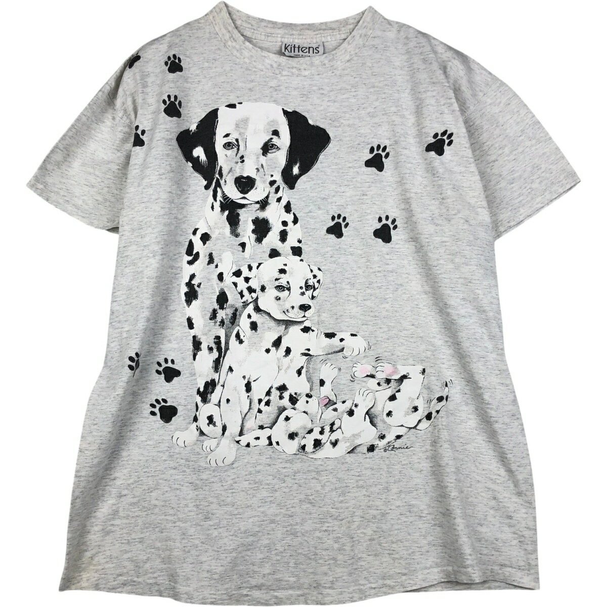 樂天商城 - 古着 90'S Kittens 犬柄 アニマルTシャツ USA製 メンズXL相当 ヴィンテージ /eaa646506 【中古】 【260529】 グレー系 春夏秋