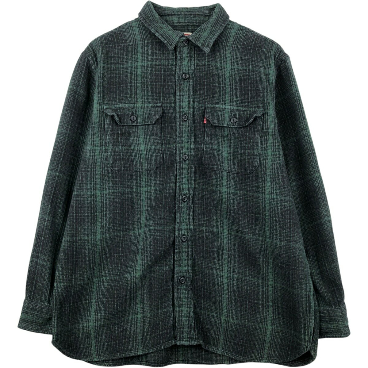 樂天商城 - 古着 リーバイス Levi's RELAXED オンブレチェック 長袖 フランネルチェックシャツ メンズL相当 レギュラーカラー /eaa646869 【中古】 【260519】