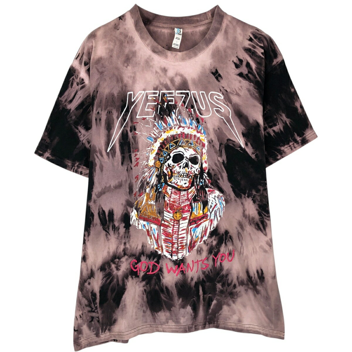 古着 TEESTYLED KANYE WEST カニエウエスト ドクロ柄 スカル柄 タイダイ柄 ラッ ...