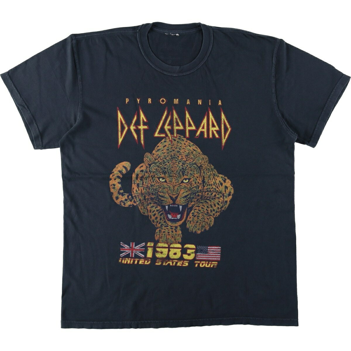 樂天商城 - 古着 DEF LEPPARD デフレパード レオパード柄 ヒョウ柄 国旗柄 バンドTシャツ バンT メンズL相当 /eaa647165 【中古】 【260529】 ブラック系 春夏秋