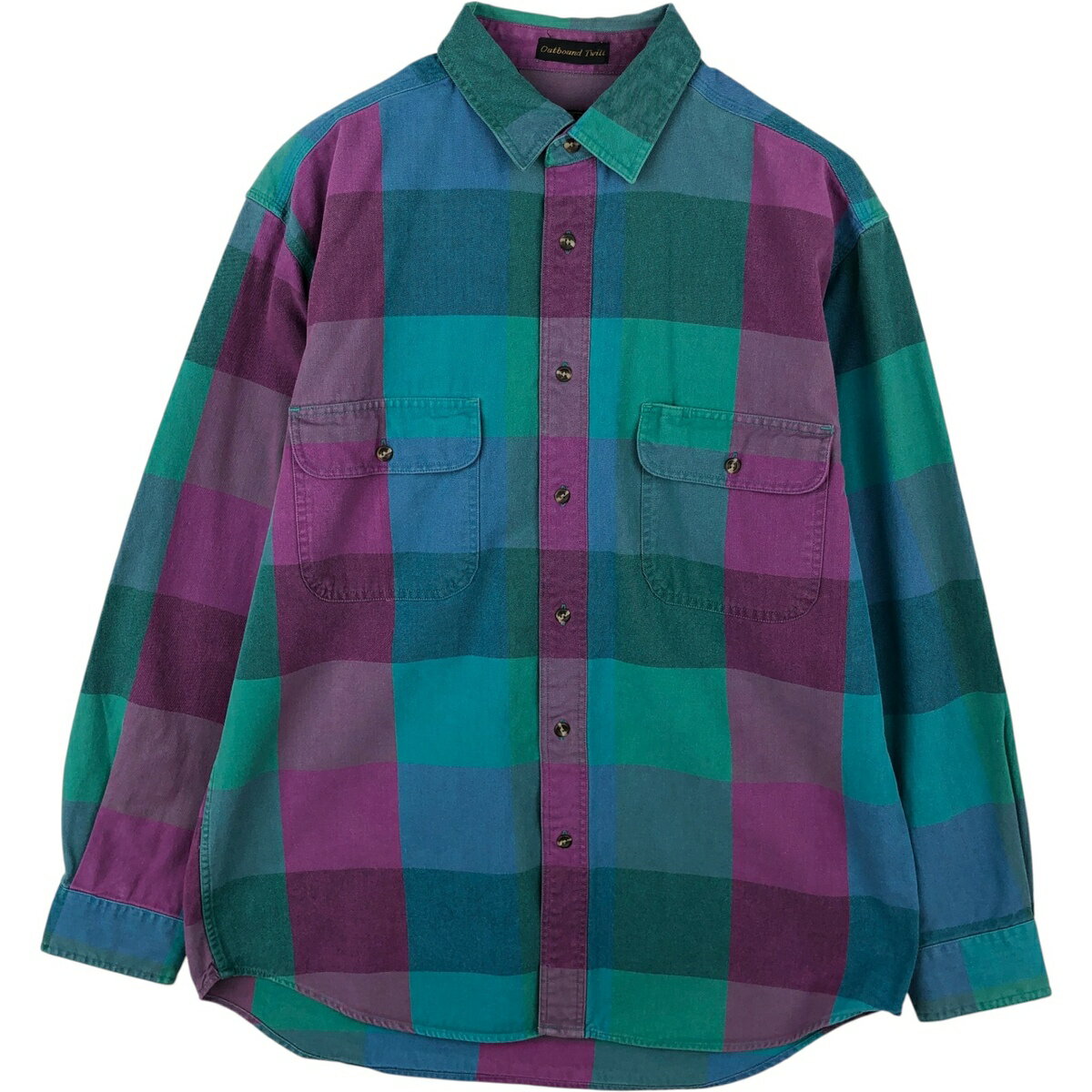 古着 80~90'S エディーバウアー Eddie Bauer Out bound Twill 黒タグ 長袖 フランネルチェックシャツ メンズL相当 ヴィンテージ /eaa647202  