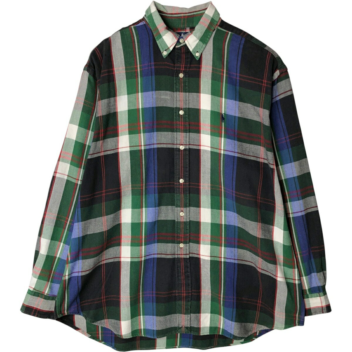 樂天商城 - 古着 ラルフローレン Ralph Lauren POLO by Ralph Lauren The big shirt 長袖 ボタンダウン フランネルチェックシャツ メンズL相当 /eaa647219 【中古】 【260601】
