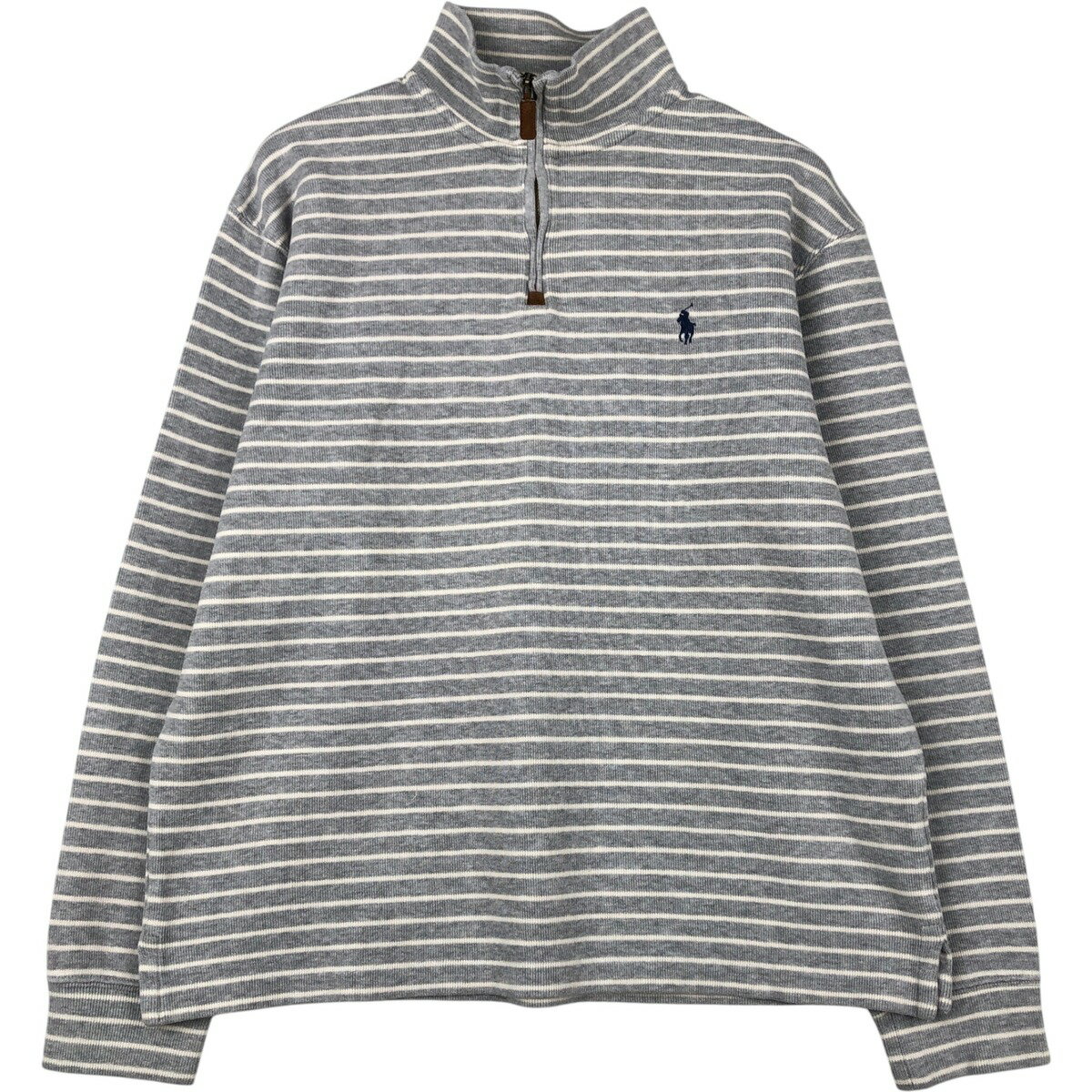 乐天商城 - 古着 ラルフローレン Ralph Lauren POLO RALPH LAUREN ボーダー柄 ハーフジップスウェットシャツ トレーナー メンズM相当 /eaa647579 【中古】 【260530】