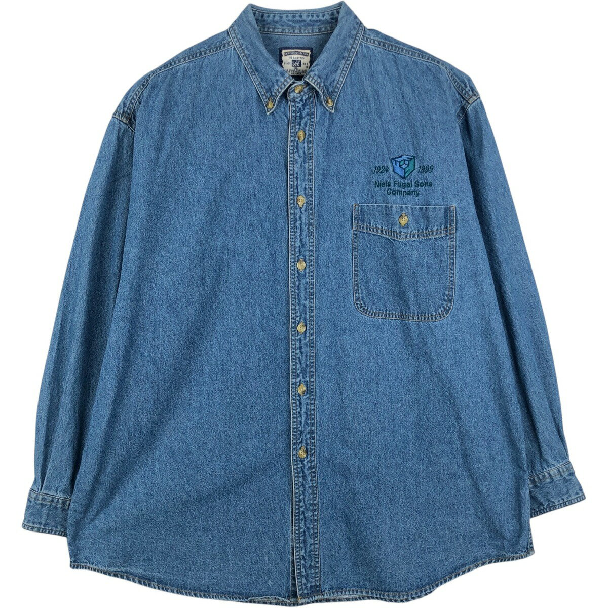 古着 90'S リー Lee Niels Fugal Sons Company アドバタイジング 長袖 ボタンダウンデニムシャツ メンズXL相当 ヴィンテージ /eaa647687 【中古】 【260524】