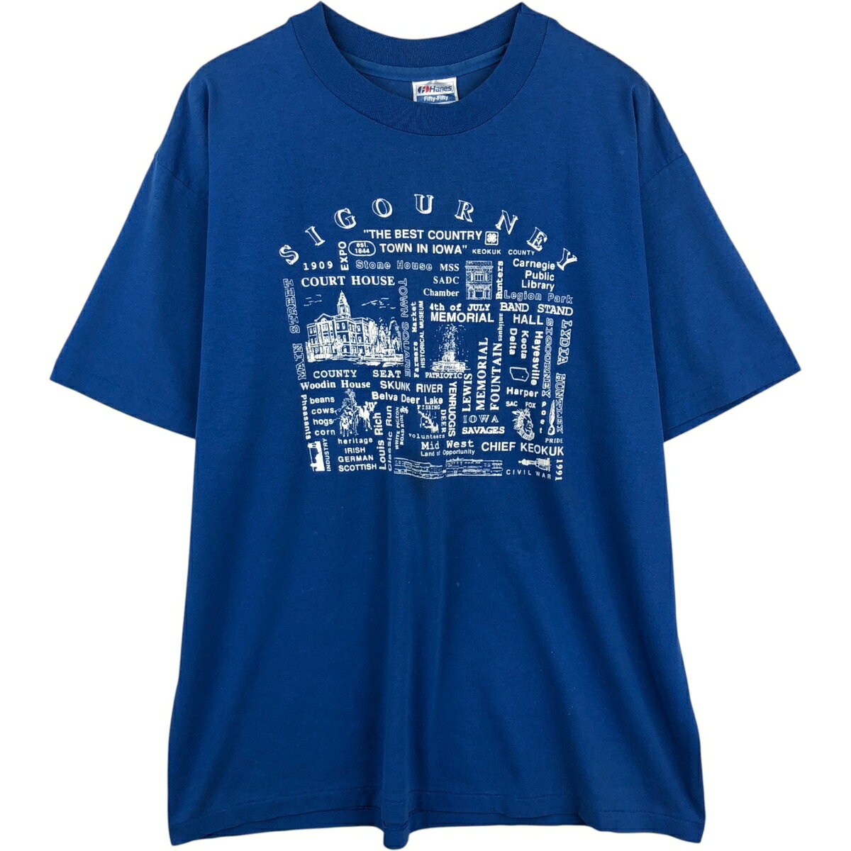 古着 80'S ヘインズ Hanes Fifty-Fifty 青タグ スーベニアTシャツ USA製 メンズXL相当 ヴィンテージ /eaa648194  