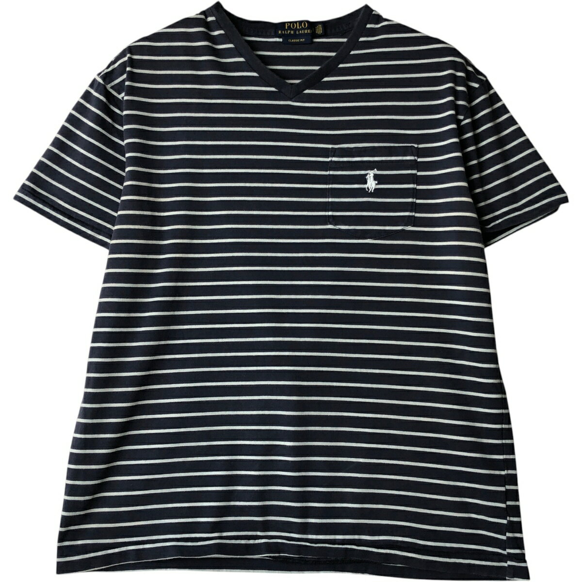 古着 ラルフローレン Ralph Lauren POLO RALPH LAUREN CLASSIC FIT ボーダー柄 半袖VネックTシャツ メンズS相当 /eaa648266 【中古】 【260613】