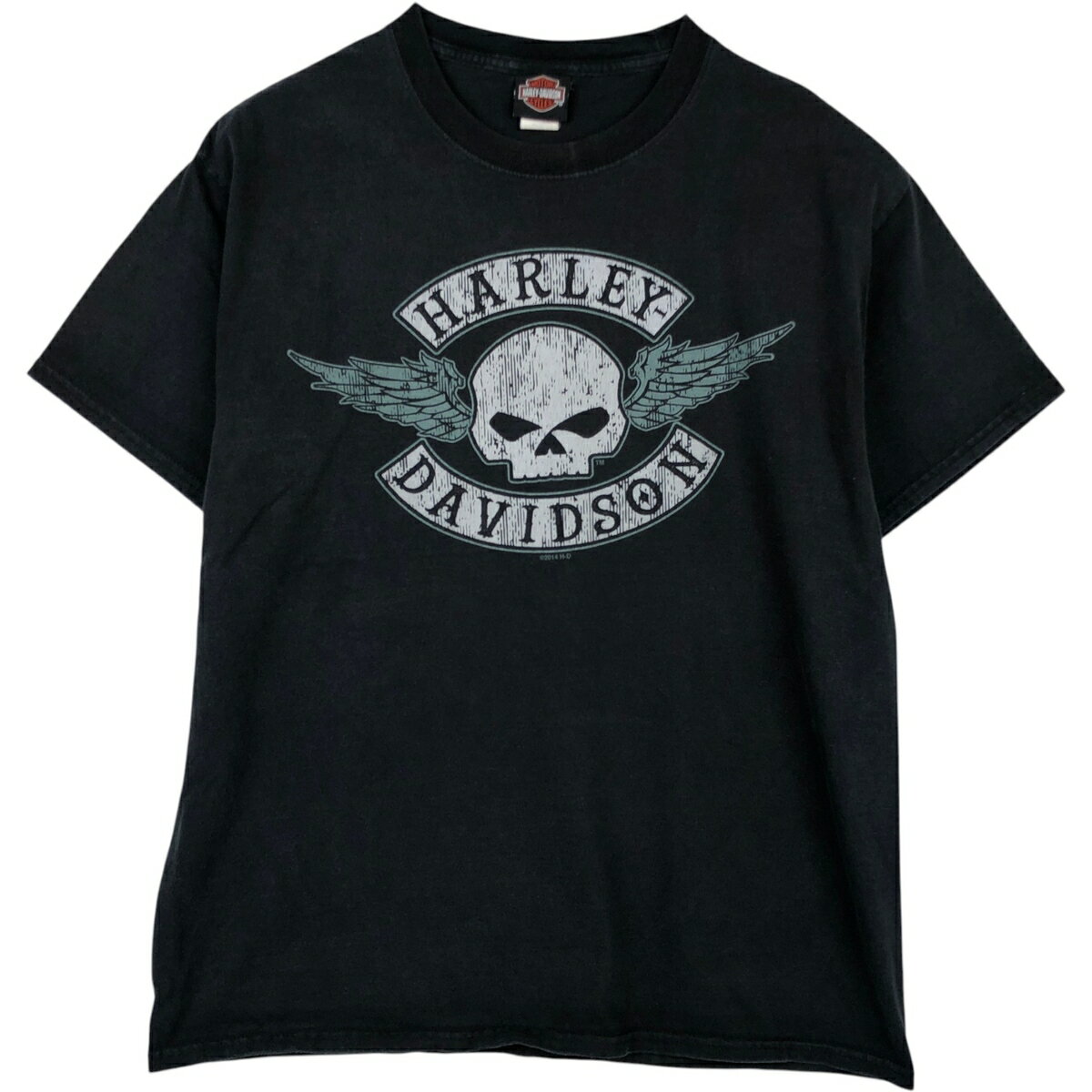 乐天商城 - 古着 ハーレーダビッドソン Harley-Davidson ドクロ柄 スカル柄 スカルウィング モーターサイクル バイクTシャツ メンズL相当 /eaa648541 【中古】 【260608】