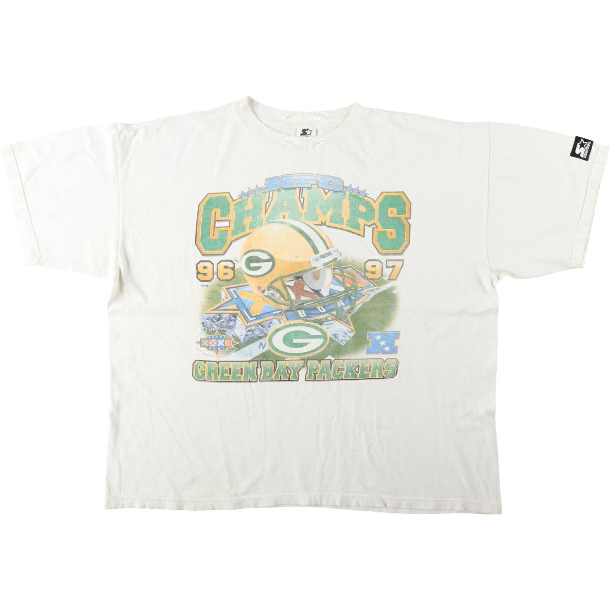 古着 90'S スターター Starter NFL GREEN BAY PACKERS グリーンベイパッカーズ SUPER BOWL XXXII スポーツプリントTシャツ USA製 メンズXL相当 ヴィンテージ /eaa648860  