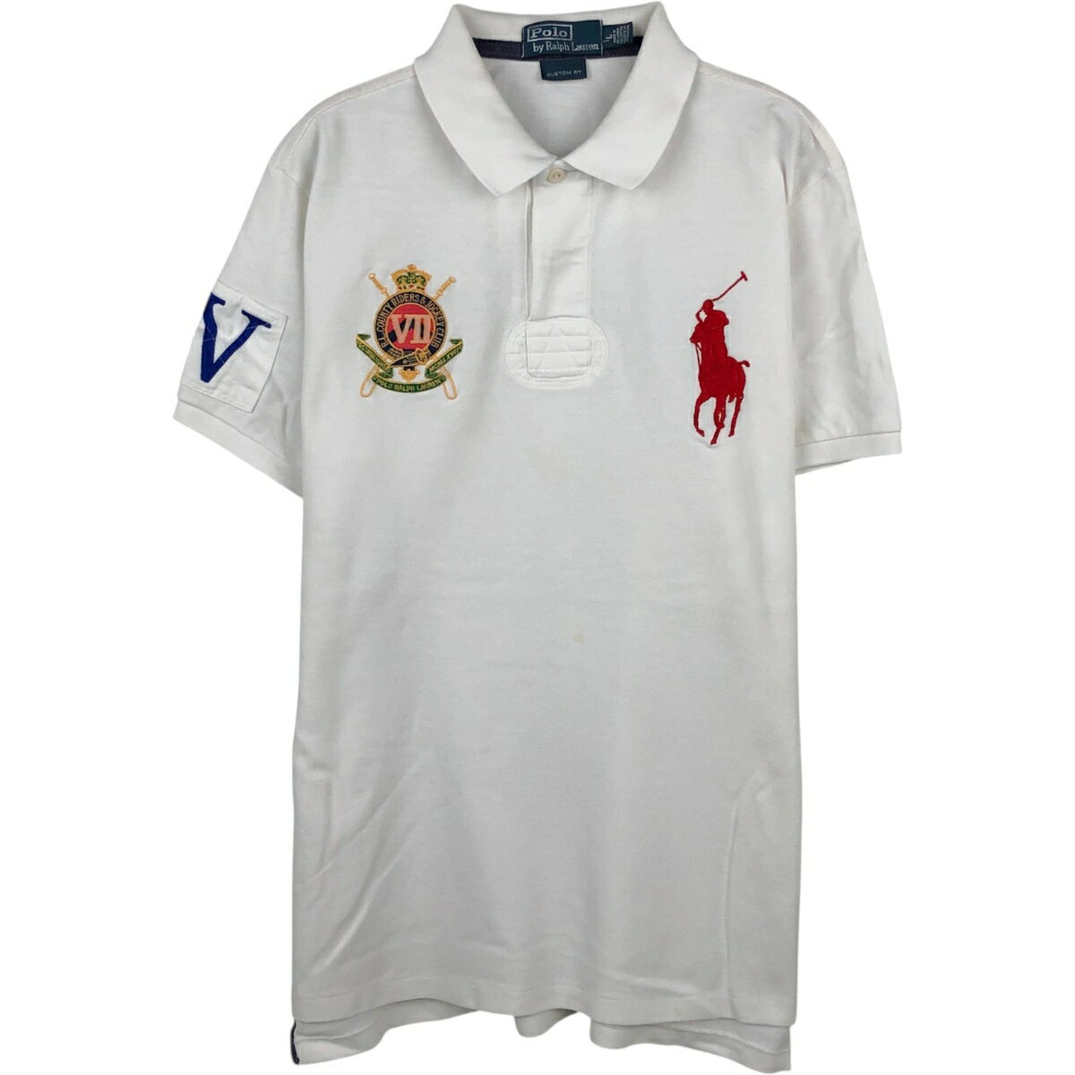古着 ラルフローレン Ralph Lauren POLO by Ralph Lauren CUSTOM FIT ビッグポニー 半袖 ラガーシャツ メンズL相当 /eaa648942 【中古】 【260625】 ホワイト系 春夏