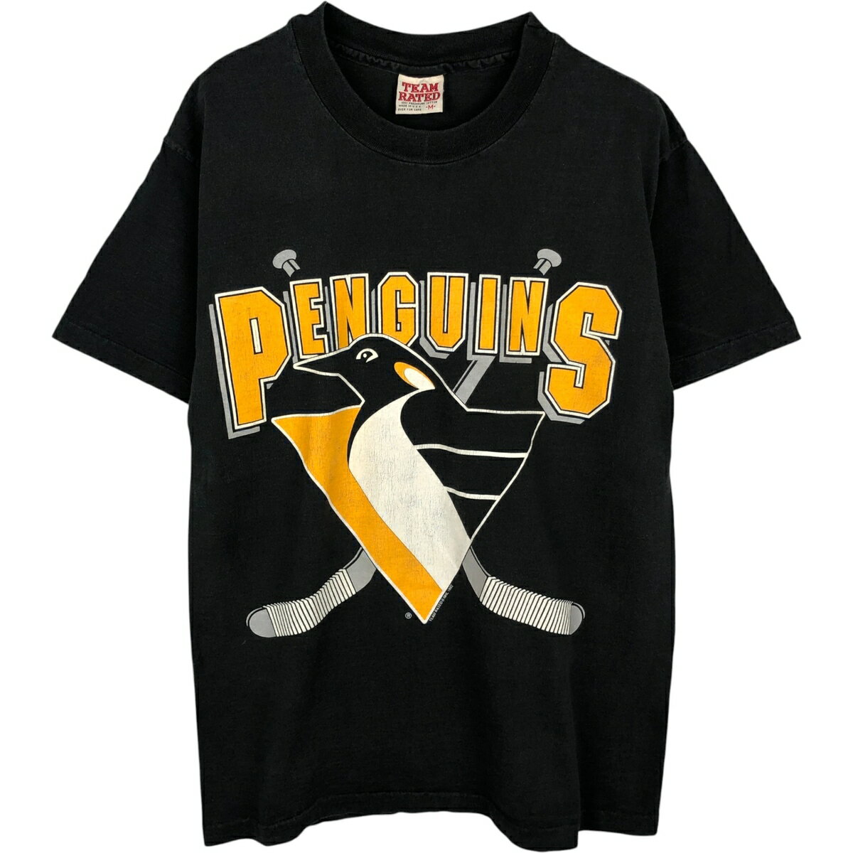 古着 90'S TEAM RATED NHL PITTSBURGH PENGUINS ピッツバーグペンギンズ スポーツプリントTシャツ USA製 メンズM相当 ヴィンテージ /eaa649467  