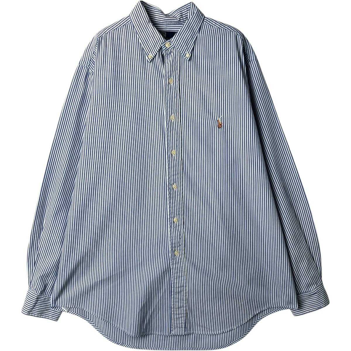 樂天商城 - 古着 ラルフローレン Ralph Lauren POLO by Ralph Lauren 長袖 ボタンダウンストライプシャツ カナダ製 メンズL相当 /eaa649937 【中古】 【260614】