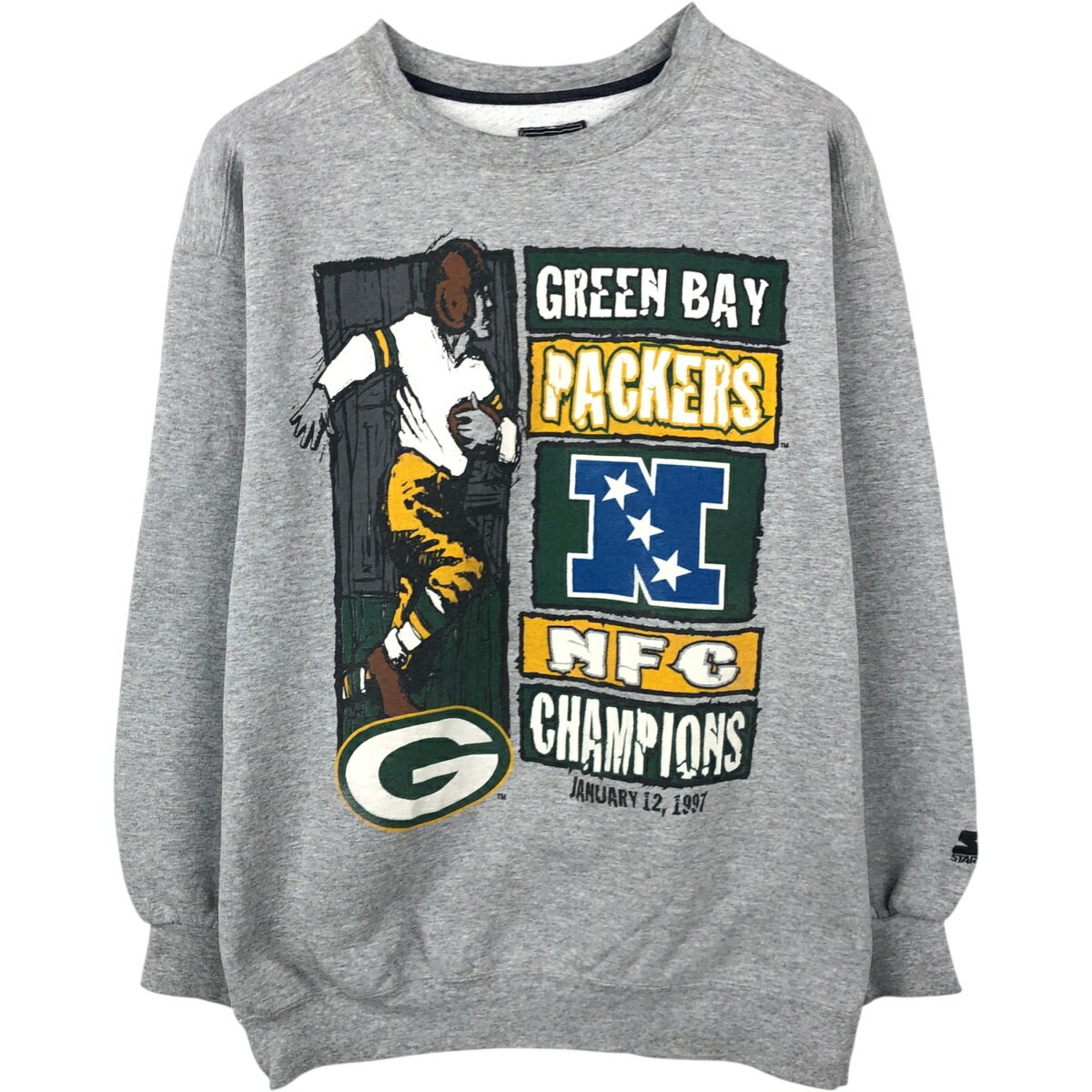 古着 90'S スターター Starter NFL GREEN BAY PACKERS グリーンベイパッカーズ プリントスウェットシャツ トレーナー USA製 メンズL相当 ヴィンテージ /eaa650206  