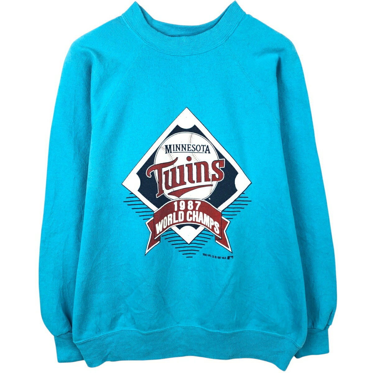 古着 80'S BASSETT-WALKER MLB MINNESOTA TWINS ミネソタツインズ プリントスウェットシャツ トレーナー USA製 メンズXL相当 ヴィンテージ /eaa650207  
