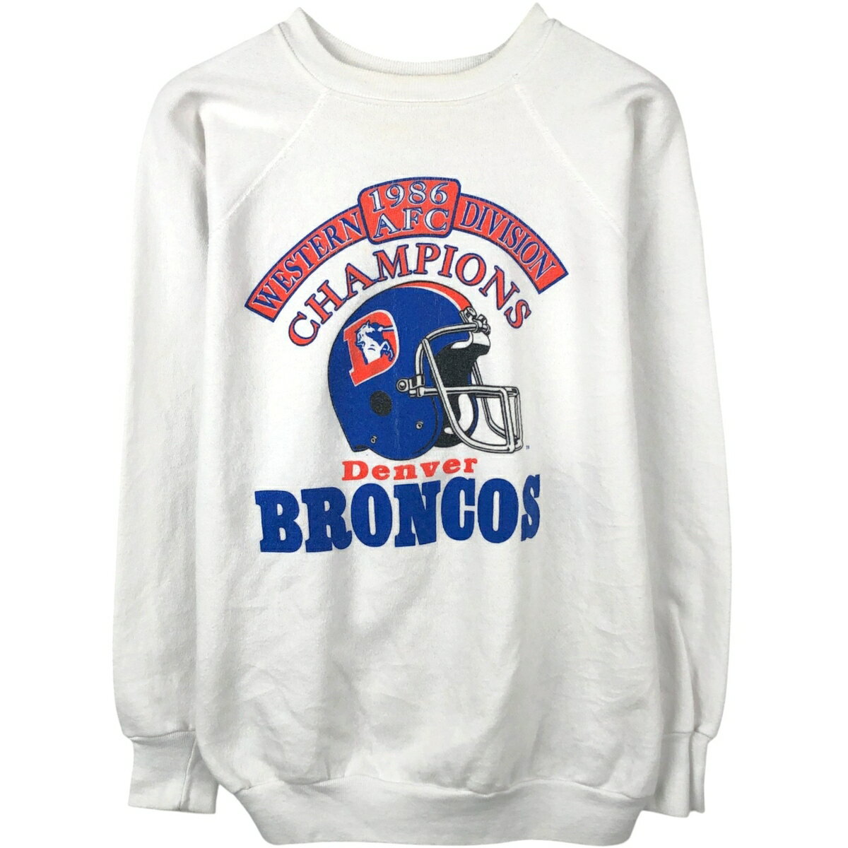 樂天商城 - 古着 80'S TRENCH NFL DENVER BRONCOS デンバーブロンコス プリントスウェットシャツ トレーナー USA製 メンズL相当 ヴィンテージ /eaa650208 【中古】 【260615】