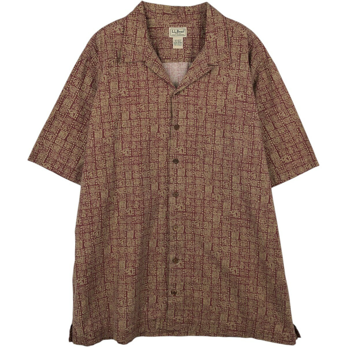樂天商城 - 古着 90~00'S エルエルビーン L.L.Bean 総柄 半袖 オープンカラー コットンシャツ ボックスシャツ メンズXL相当 ヴィンテージ /eaa650679 【中古】 【260618】