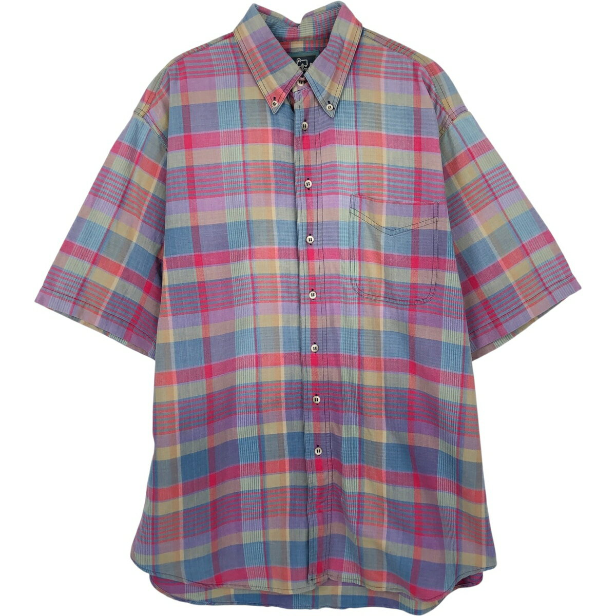 乐天商城 - 古着 90'S~ ウールリッチ WOOLRICH マドラスチェック 半袖 ボタンダウン チェックシャツ メンズM相当 ヴィンテージ /eaa650725 【中古】 【260615】