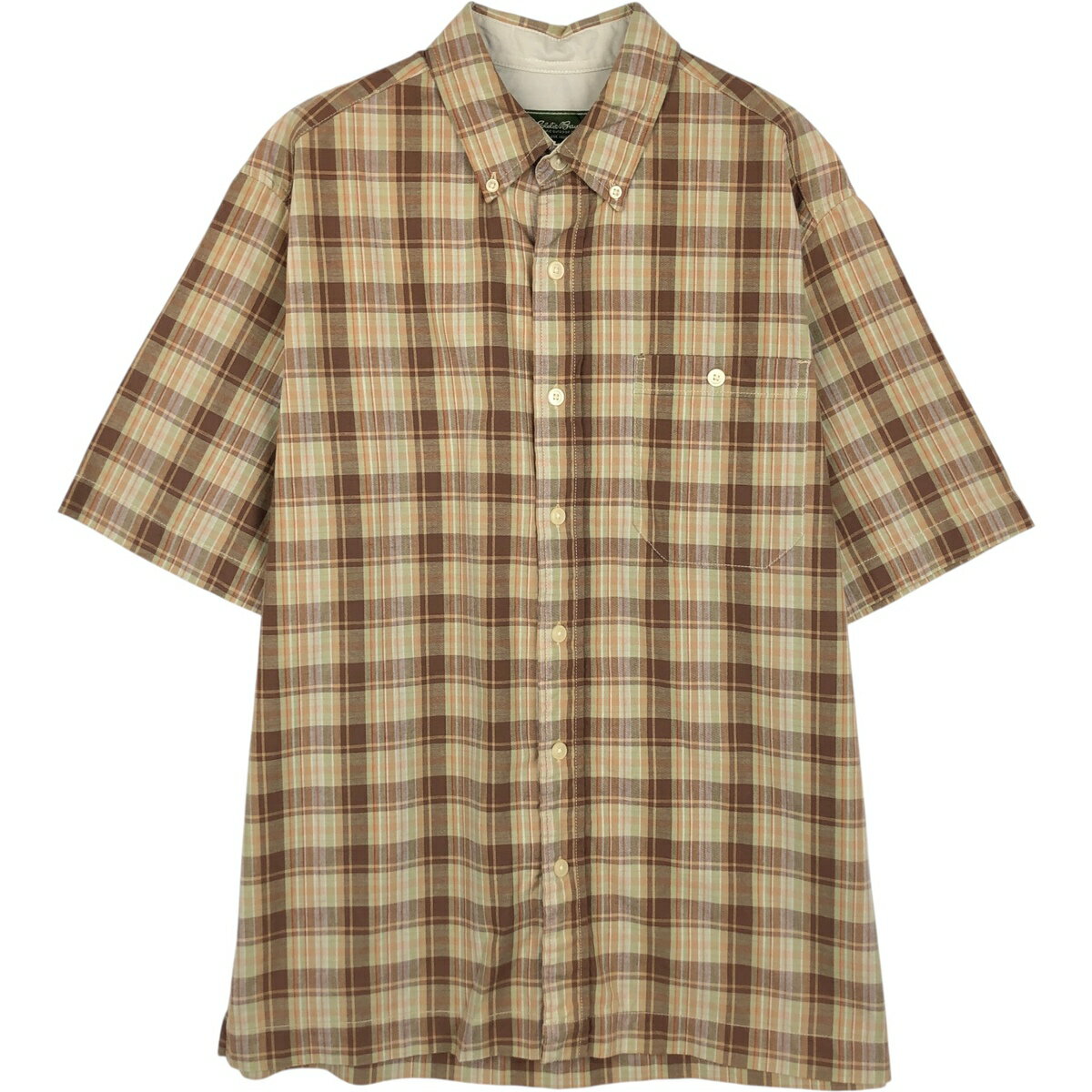 樂天商城 - 古着 エディーバウアー Eddie Bauer 半袖 ボタンダウン チェックシャツ ボックスシャツ メンズM相当 /eaa650727 【中古】 【260615】