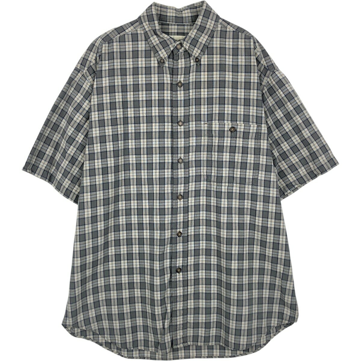 乐天商城 - 古着 エディーバウアー Eddie Bauer 半袖 ボタンダウン チェックシャツ メンズXL相当 /eaa650728 【中古】 【260615】