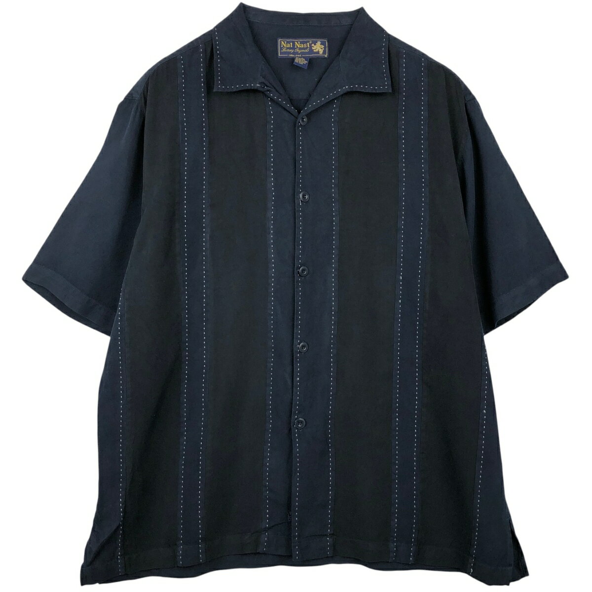 乐天商城 - 古着 90'S ナットナスト Nat Nast ボックスシャツ 半袖 オープンカラー シルクシャツ メンズL相当 ヴィンテージ /eaa650787 【中古】 【260613】