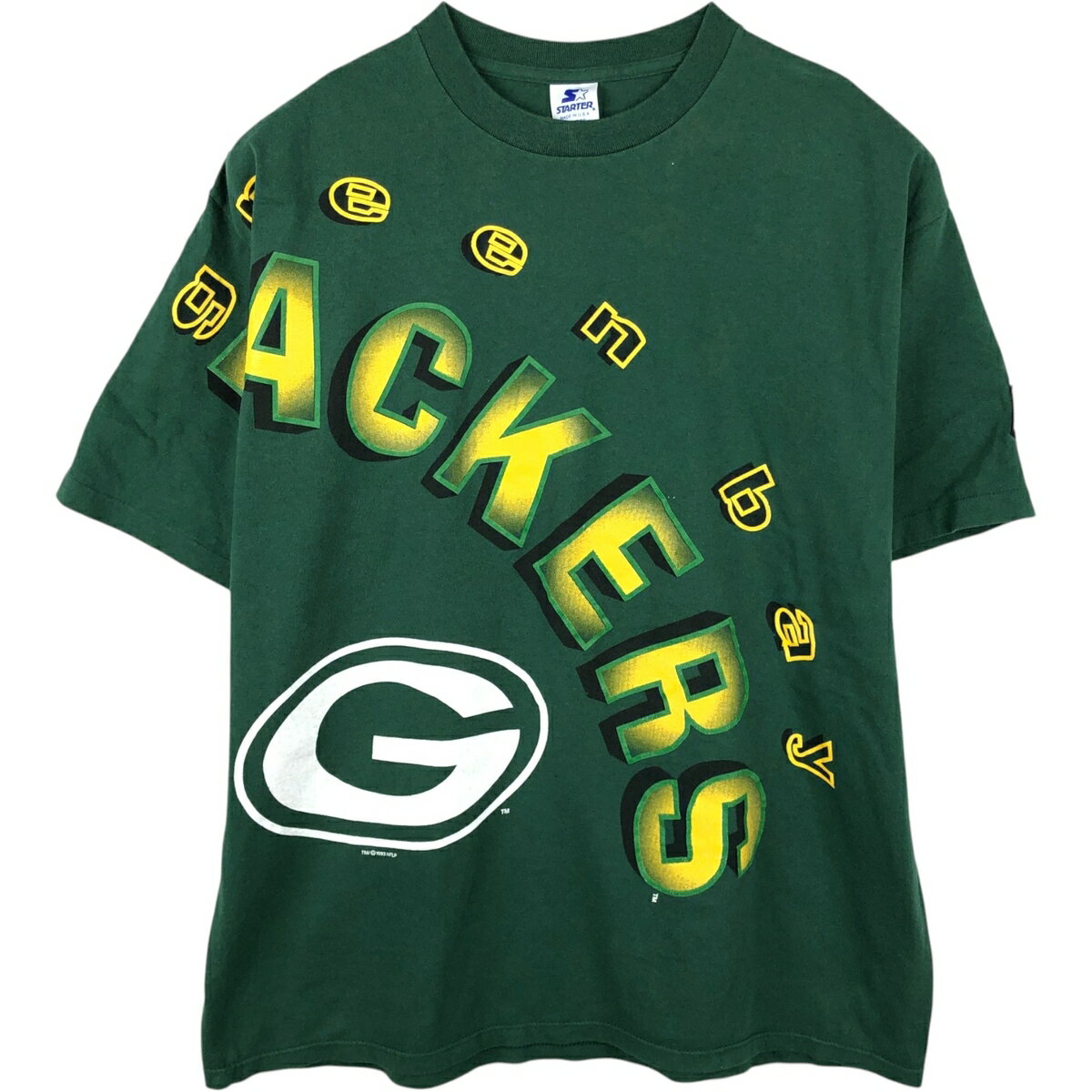 古着 90'S スターター Starter NFL GREEN BAY PACKERS グリーンベイパッカーズ 大判プリント ロゴプリントTシャツ USA製 メンズXL相当 ヴィンテージ /eaa650855  