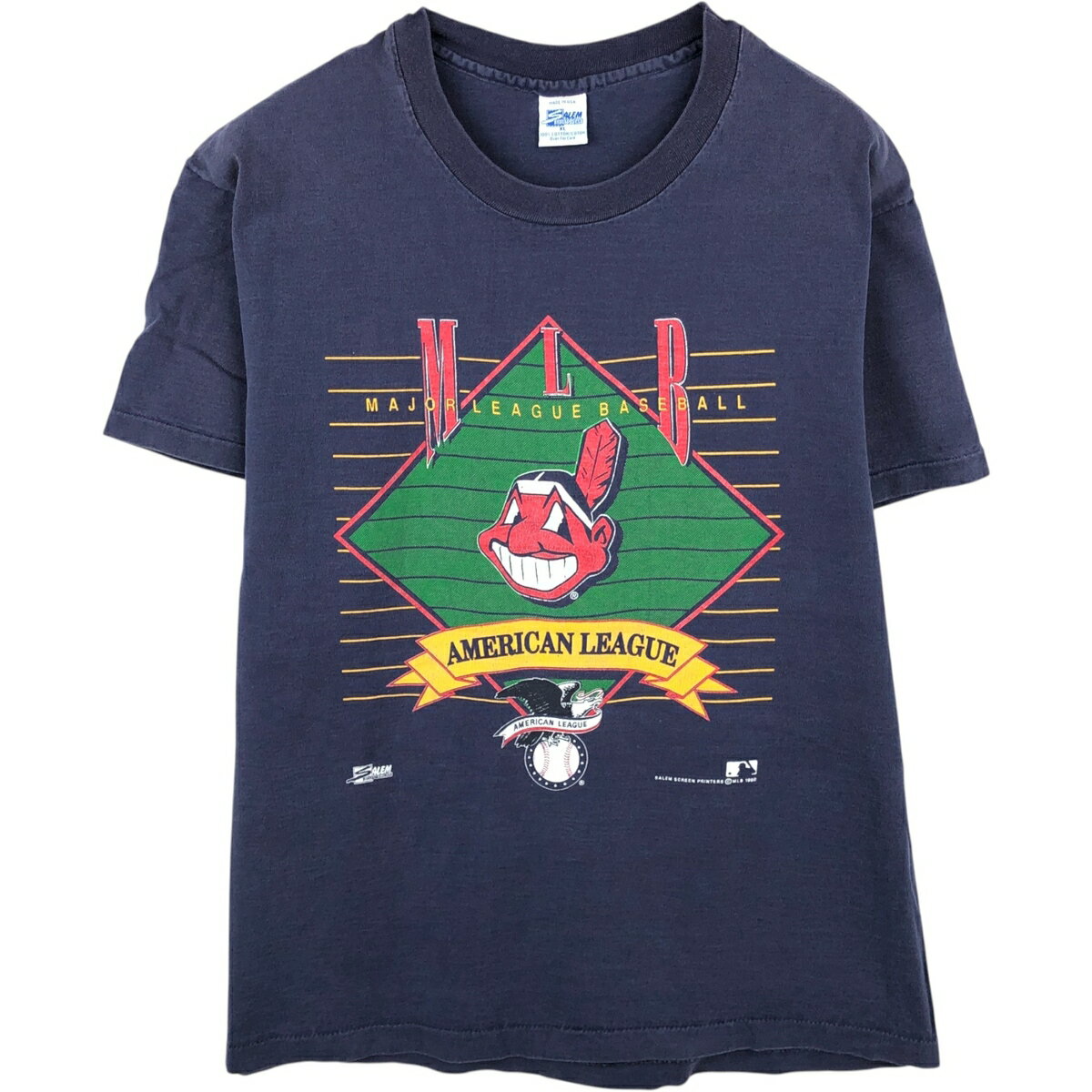 樂天商城 - 古着 90'S SALEM MLB CLEVELAND INDIANS クリーブランドインディアンス スポーツプリントTシャツ USA製 メンズXL相当 ヴィンテージ /eaa650877 【中古】 【260619】