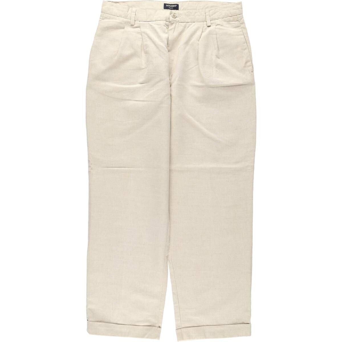 古着 ドッカーズ DOCKERS Khakis ツータック コットン×リネンパンツ スラックス メンズw35相当 ヴィンテージ /eaa651063   