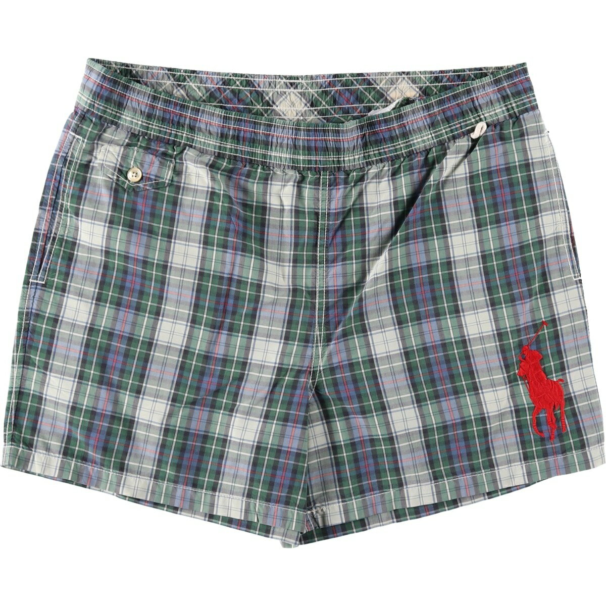 古着 ラルフローレン Ralph Lauren POLO by Ralph Lauren チェック柄 ビックポニー スイムショーツ ショートパンツ メンズM相当 /eaa651354 【中古】 【260621】