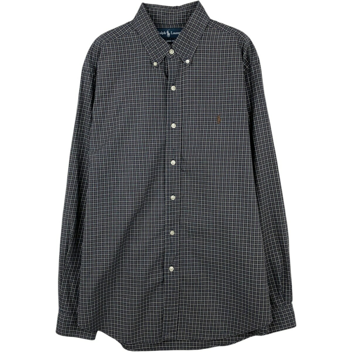 樂天商城 - 古着 ラルフローレン Ralph Lauren CLASSIC FIT チェック柄 長袖 ボタンダウンチェックシャツ メンズL相当 /eaa652071 【中古】 【260618】