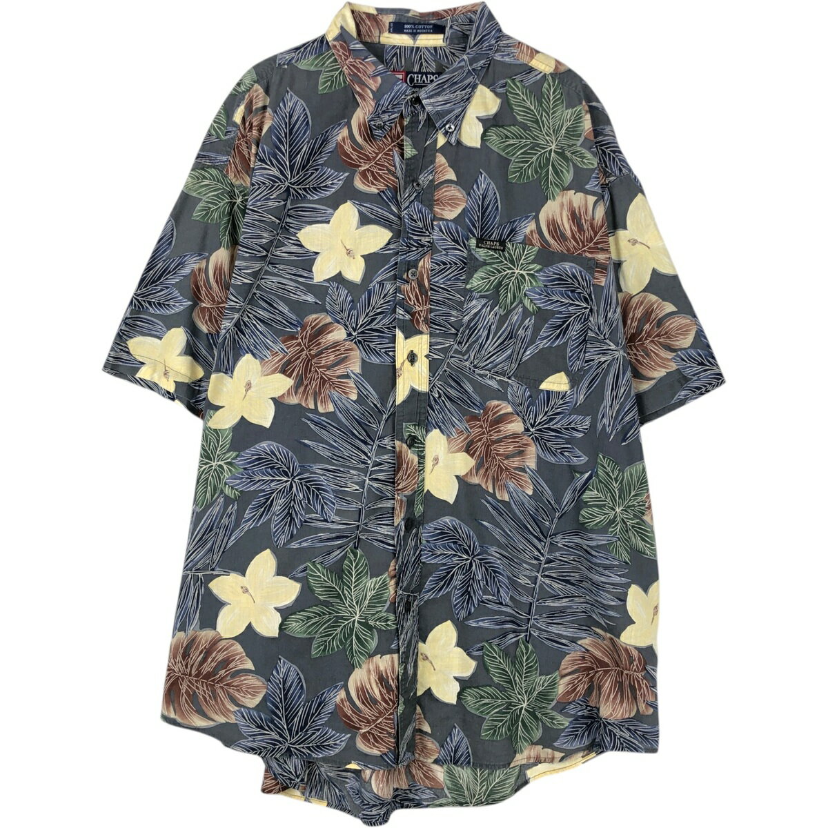 古着 ラルフローレン Ralph Lauren CHAPS チャップス 総柄 ボタニカル柄 ボタンダウン ハワイアンアロハシャツ メンズXL相当 /eaa652258 【中古】 【260626】