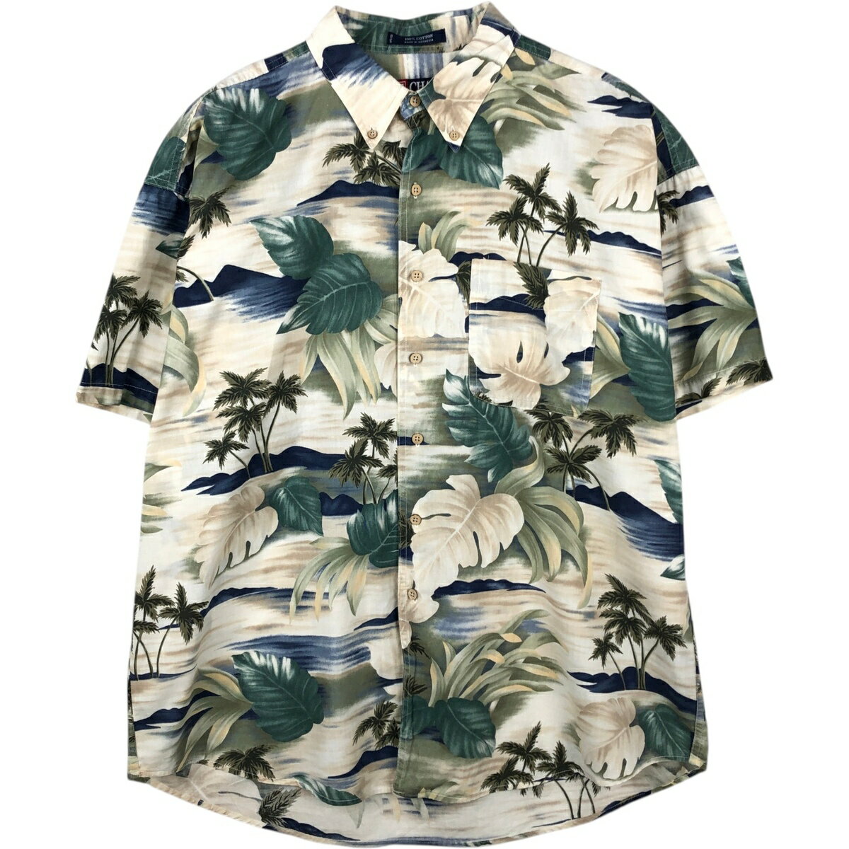 古着 ラルフローレン Ralph Lauren CHAPS チャップス 総柄 リーフ柄 ボタンダウン ハワイアンアロハシャツ メンズXL相当 /eaa652259 【中古】 【260619】