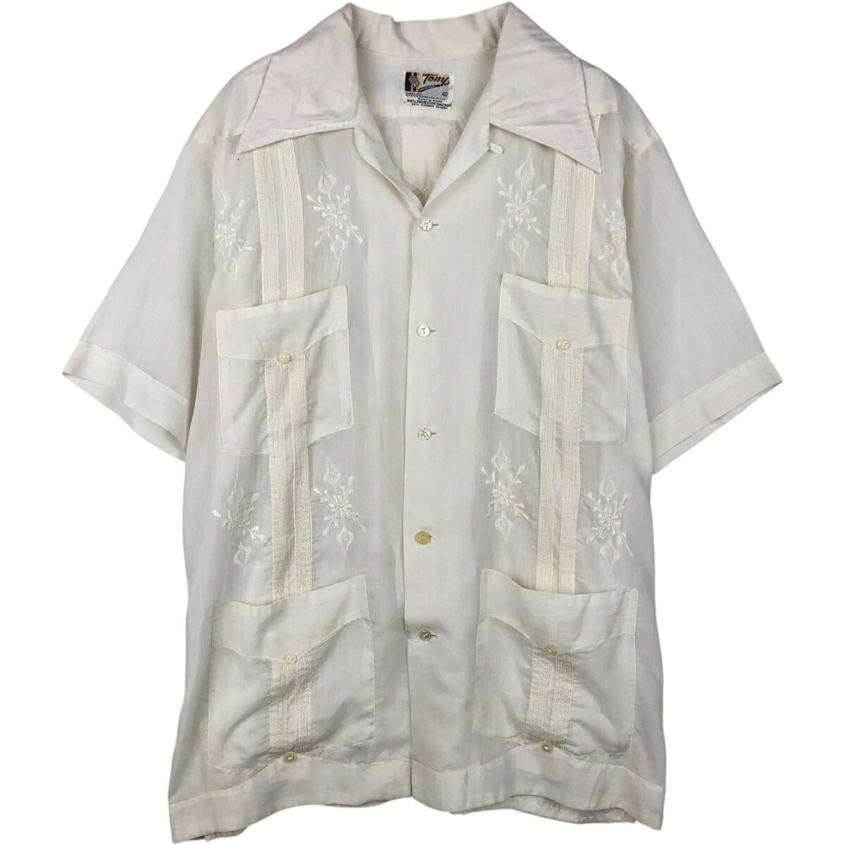 古着 70'S Tony Creaciones 半袖 オープンカラー メキシカンシャツ キューバシャツ ボックスシャツ メンズM相当 ヴィンテージ /eaa653048  