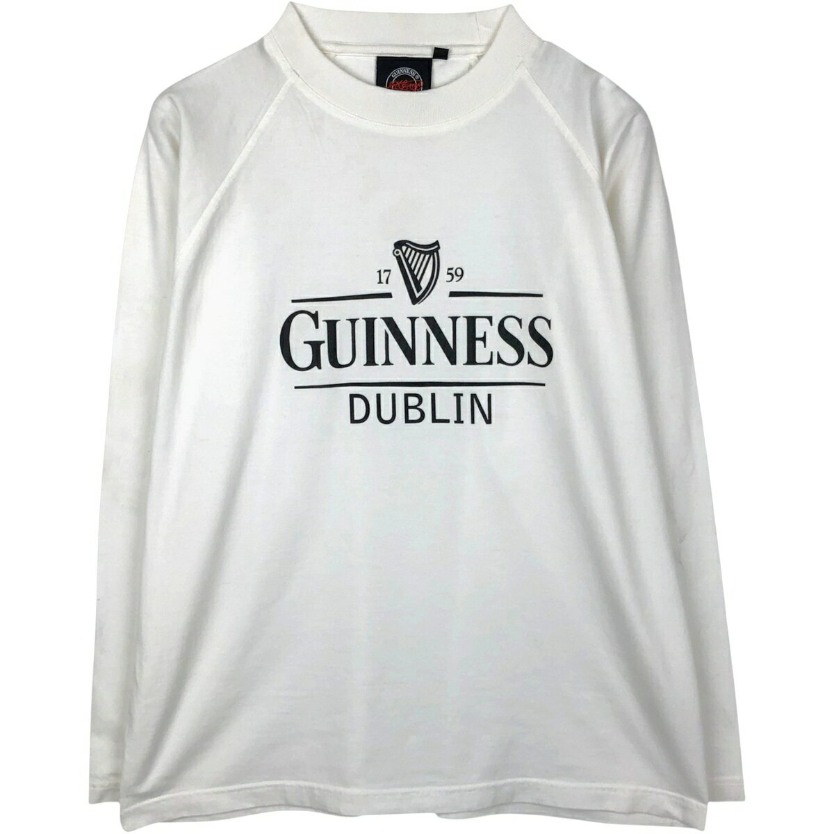 古着 GUINNESS ギネスビールアドバタイジング ラグランスリーブ ロングTシャツ ロンT メンズXL相当 /eaa653247   ホワイト系 春夏秋