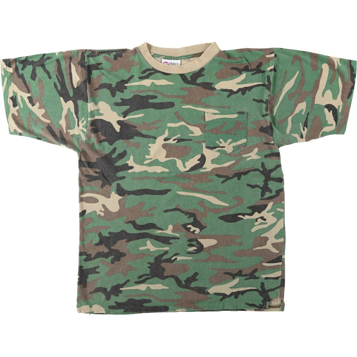 古着 SPORTS AFIELD ウッドランドカモ 迷彩 ポケットTシャツ USA製 メンズL相当 ヴィンテージ /eaa653937  