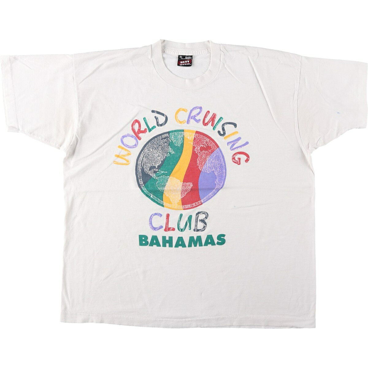 古着 90'S フルーツオブザルーム FRUIT OF THE LOOM WORLD CRUISING CLUB BAHAMAS プリントTシャツ USA製 メンズXL相当 ヴィンテージ /eaa653998  