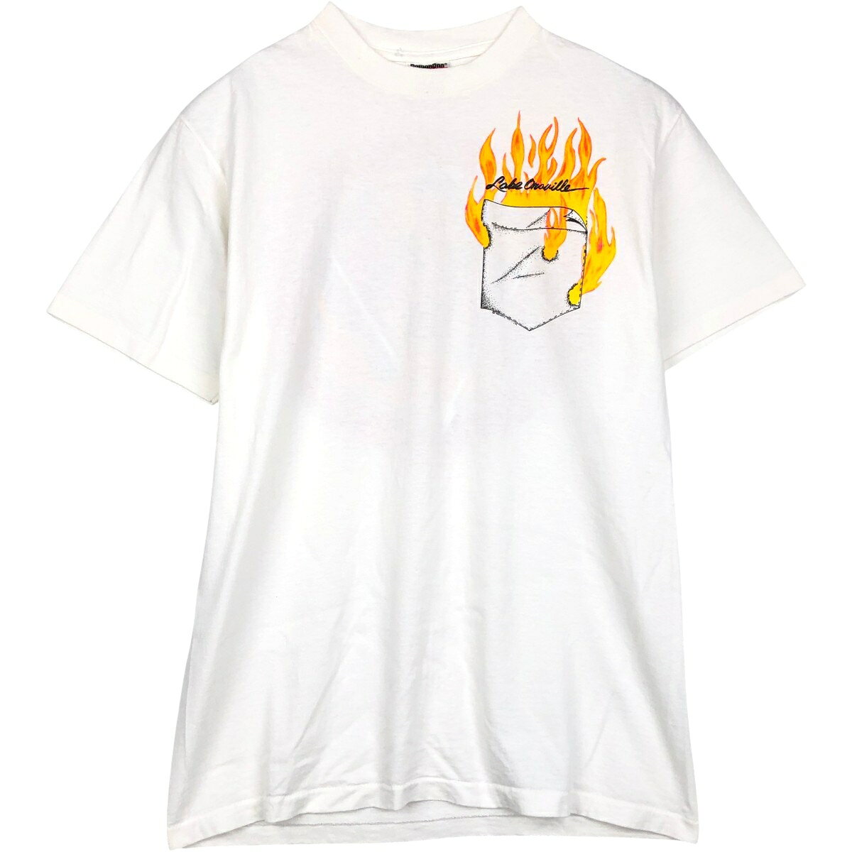 古着 90'S オニータ ONEITA POWER PRO ファイヤーパターン だまし絵Tシャツ メンズM相当 ヴィンテージ /eaa654044  