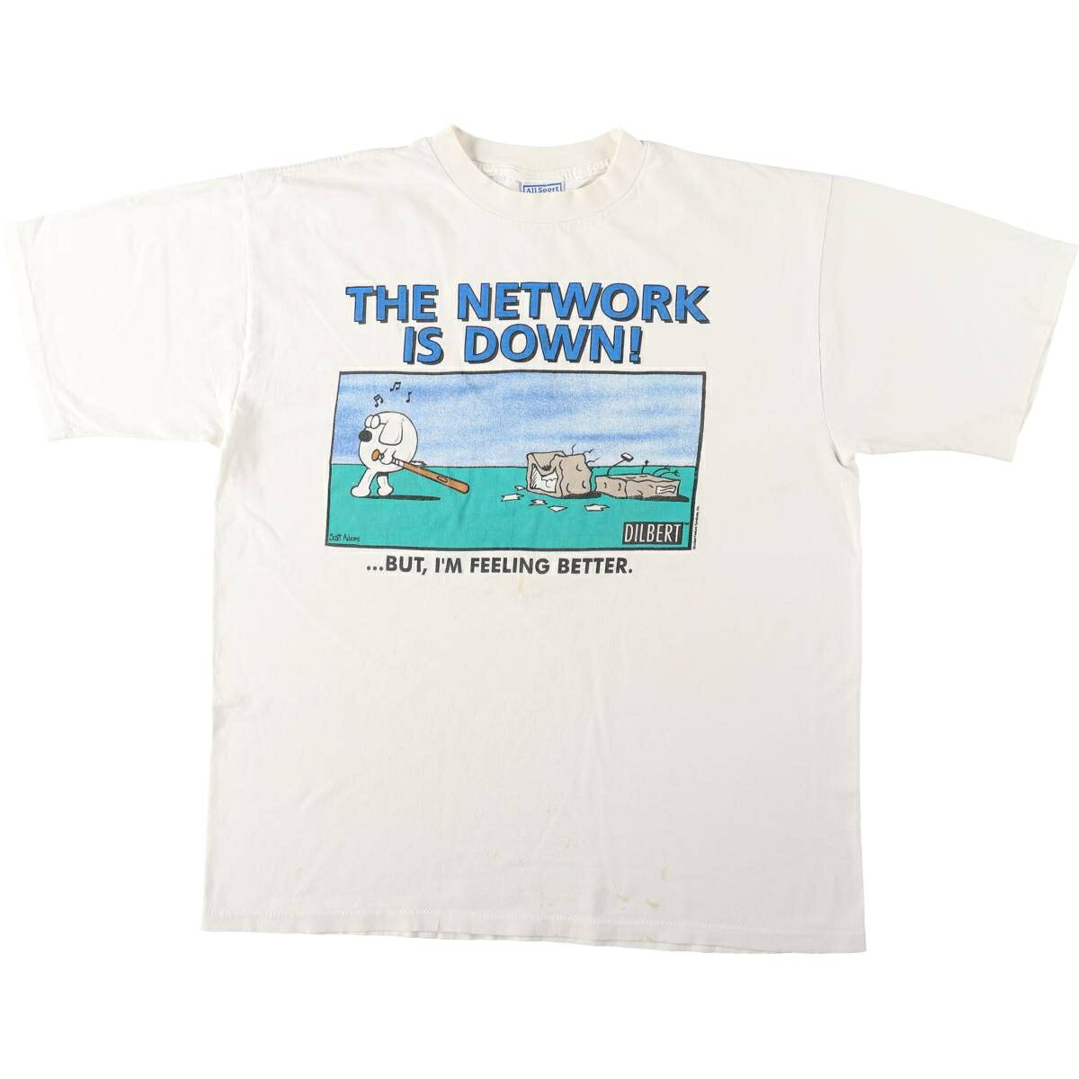 古着 90'S All Sport Scott Adams スコットアダムス Dilbert ディルバート アートTシャツ USA製 メンズXL相当 ヴィンテージ /eaa654126   